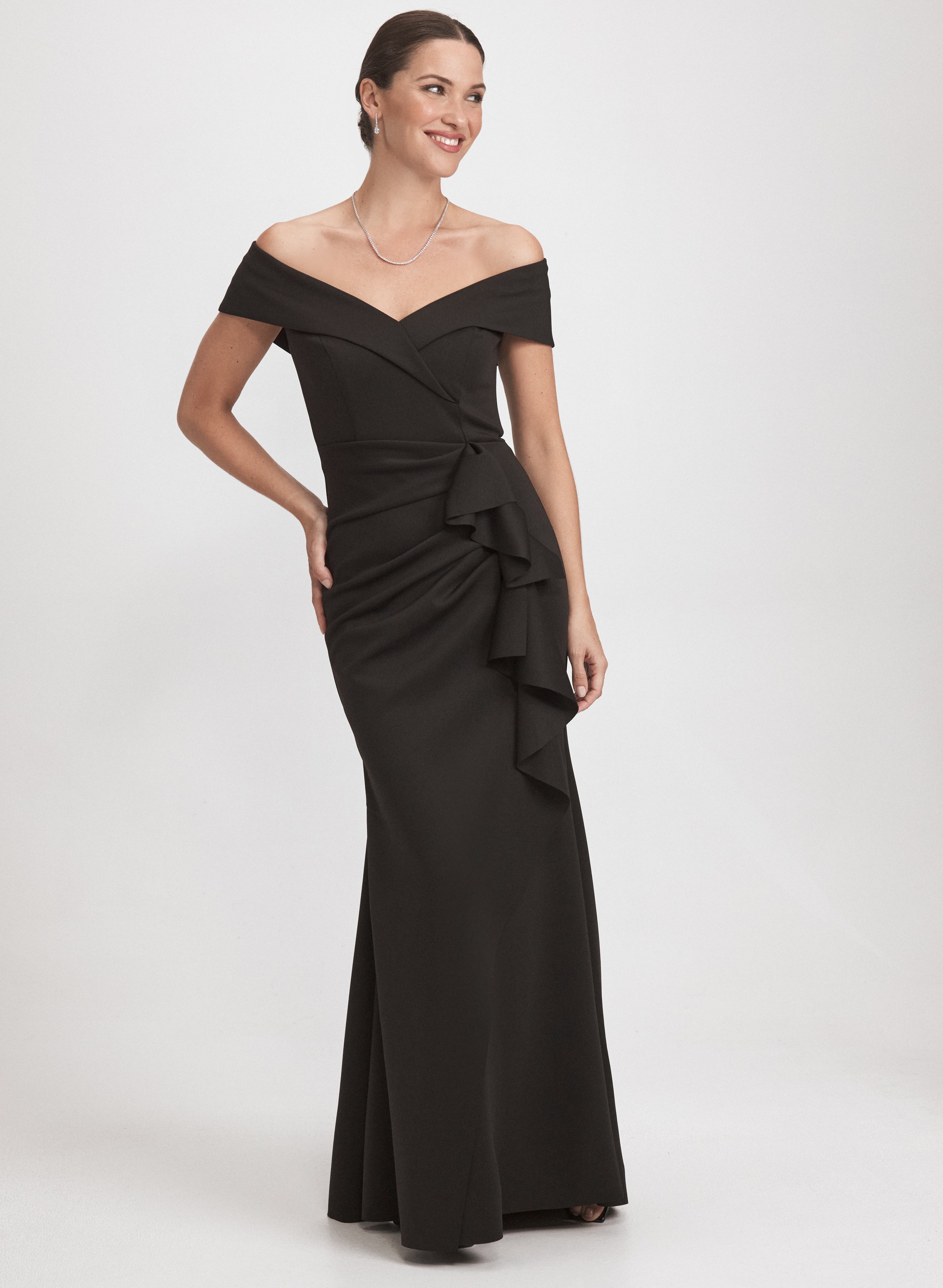 [RECTO] / ☆ 24FW RC OFF-SHOULDER FITTED DRESS / BLACK Off-The-Shoulder Dress