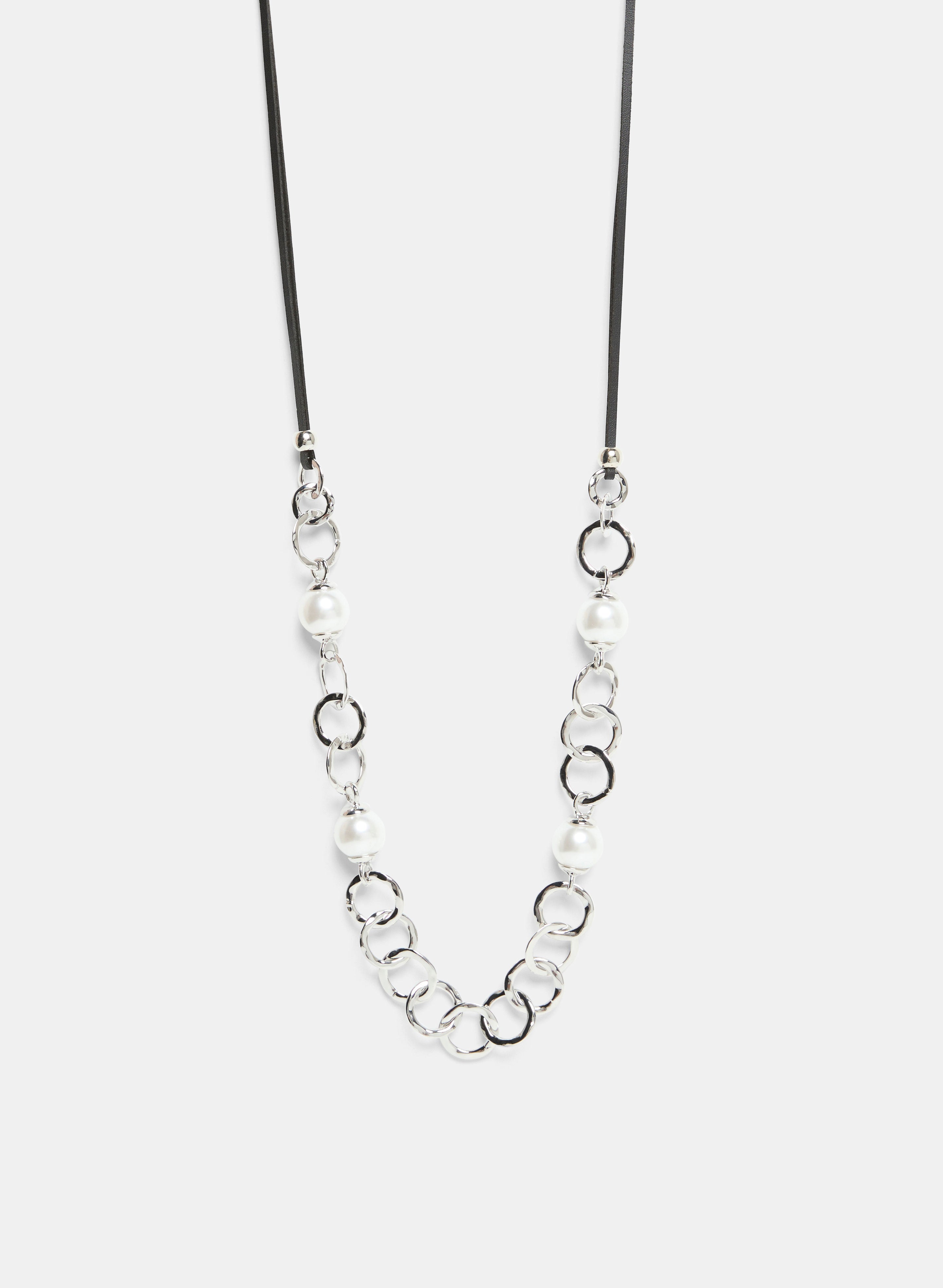 Pearl Insert Ring Linked Necklace