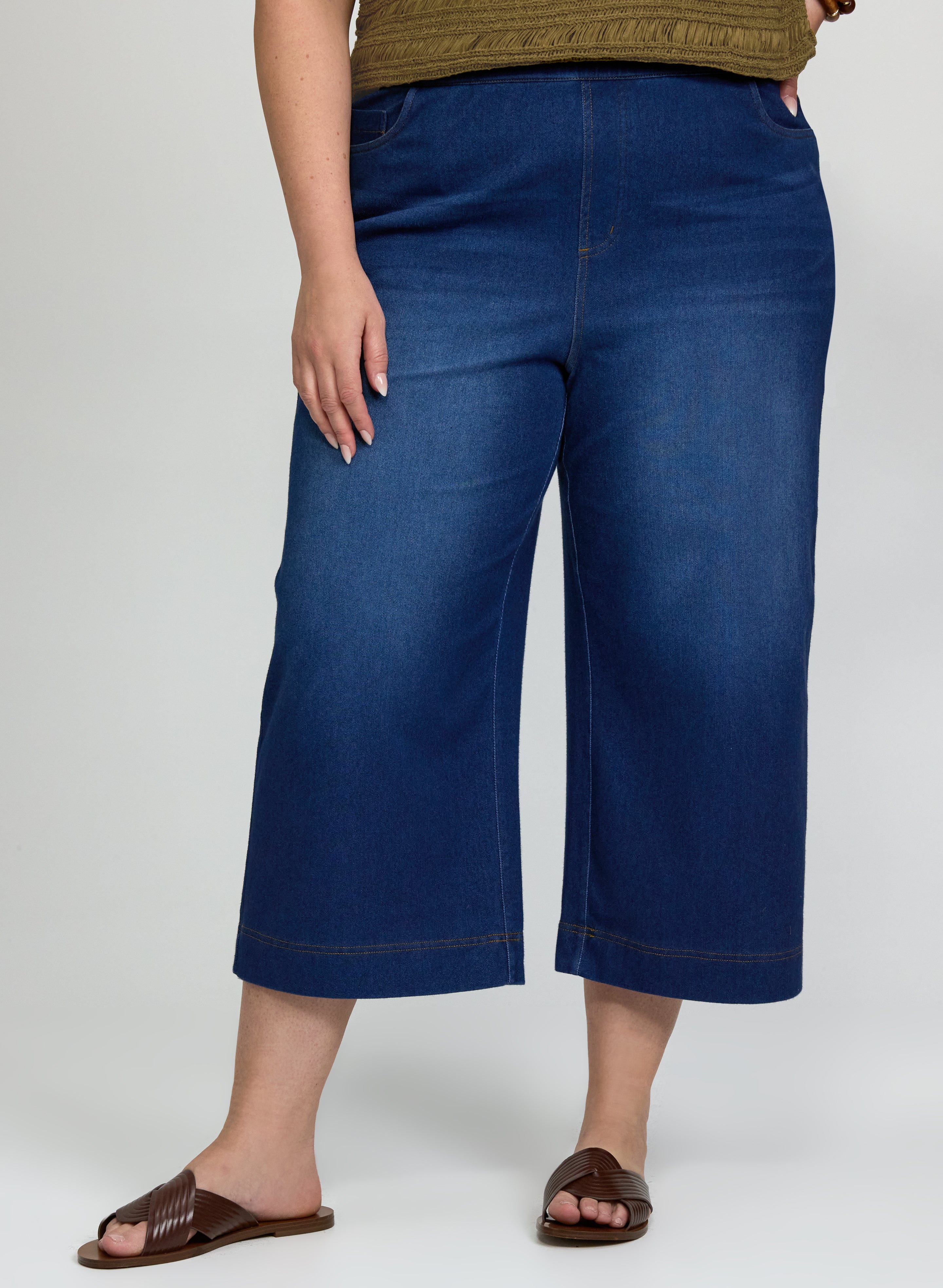 DENIM CAPRI PANTS BLUE サイズ1 Wide-Leg Denim Capris