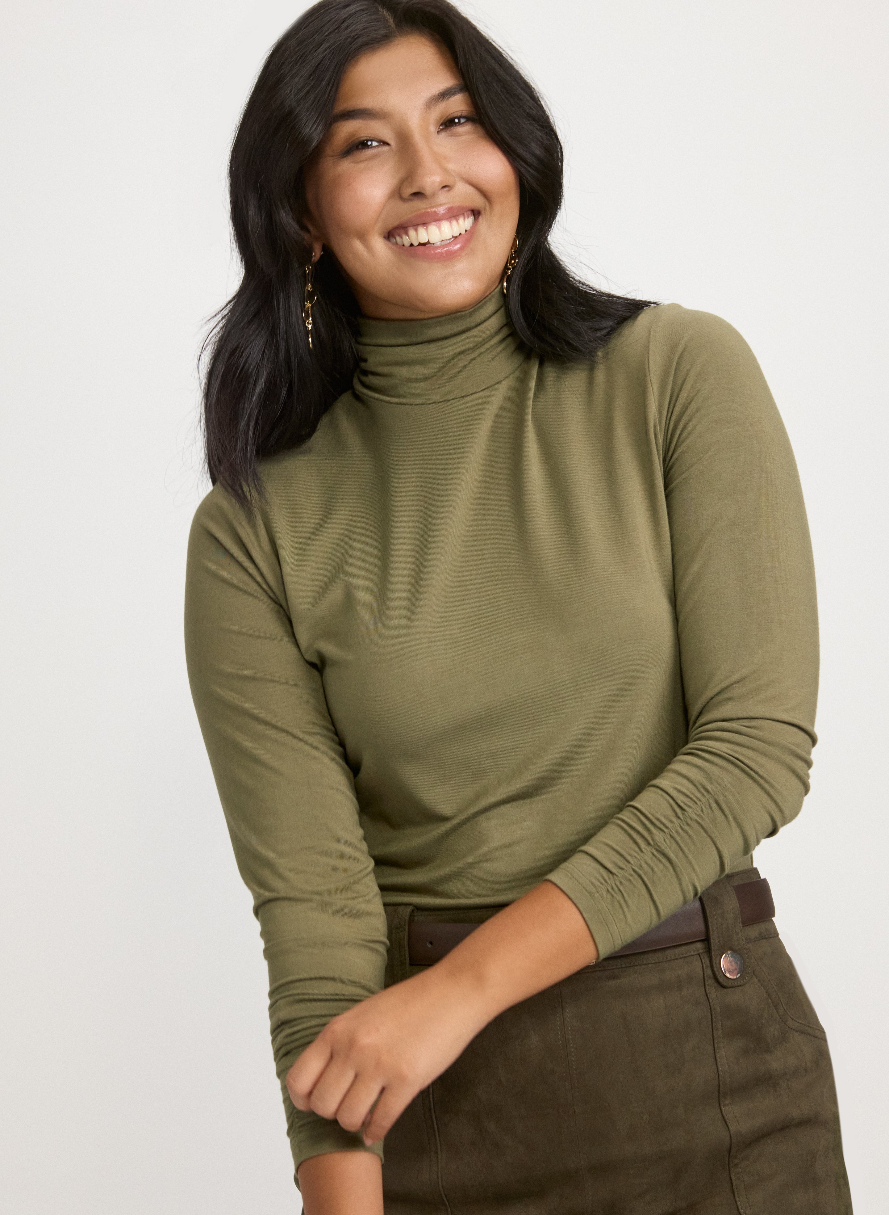 Ruched Turtleneck Top