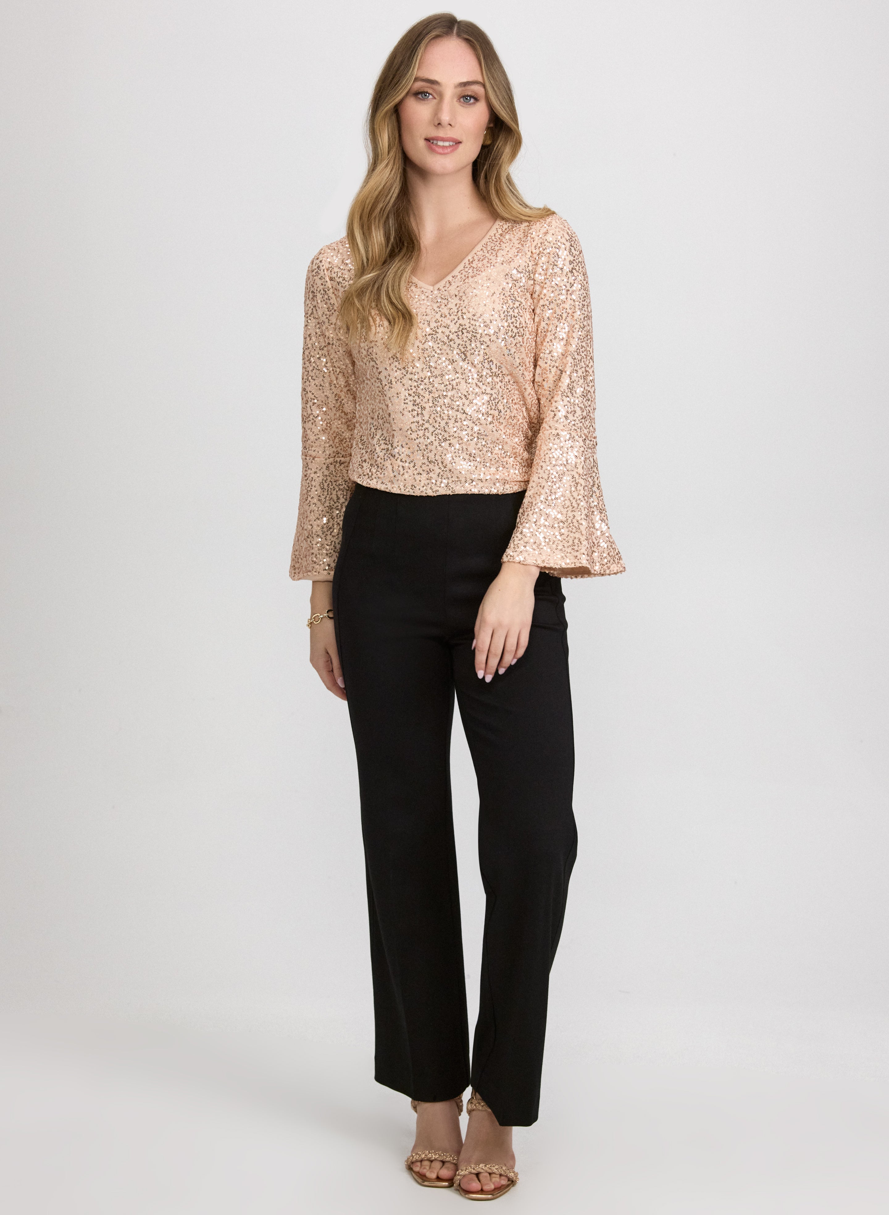Bell Sleeve Sequin Top
