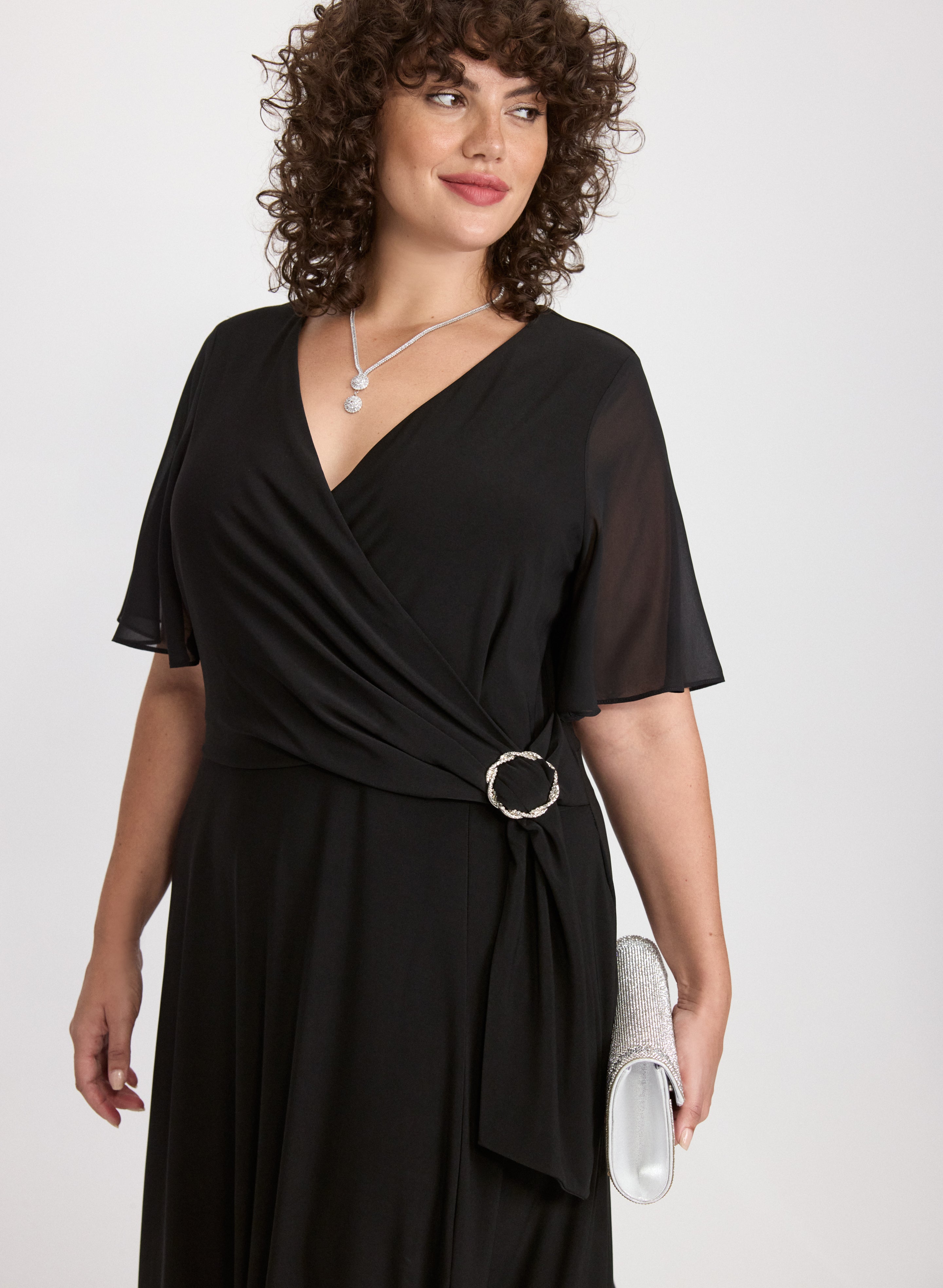 入手困難 新品 Riu Petal sleeve slit dress ブラック Jersey Slit Dress