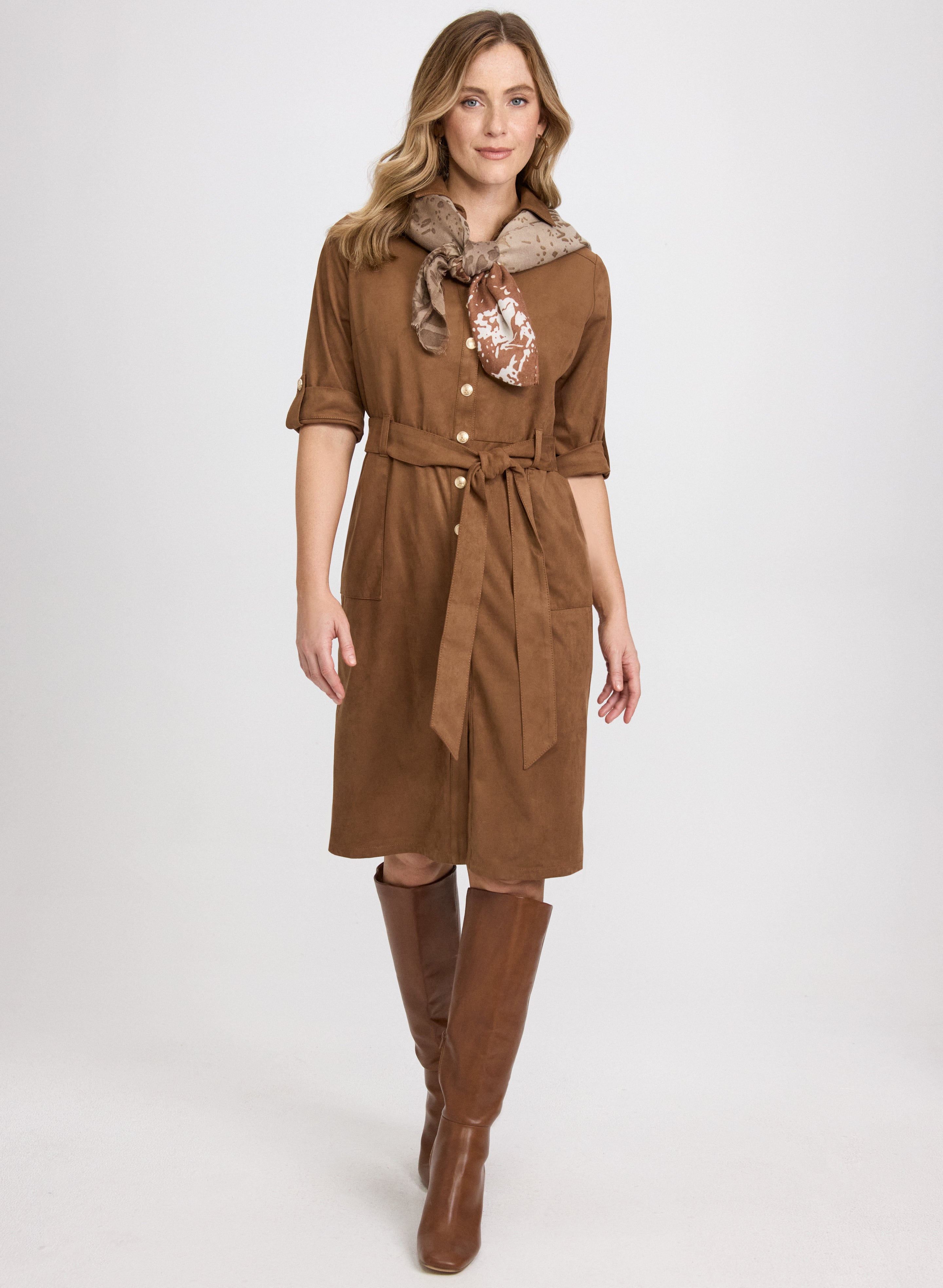 Faux-Suede Shirt Dress Faux-Suede Shirt Dress