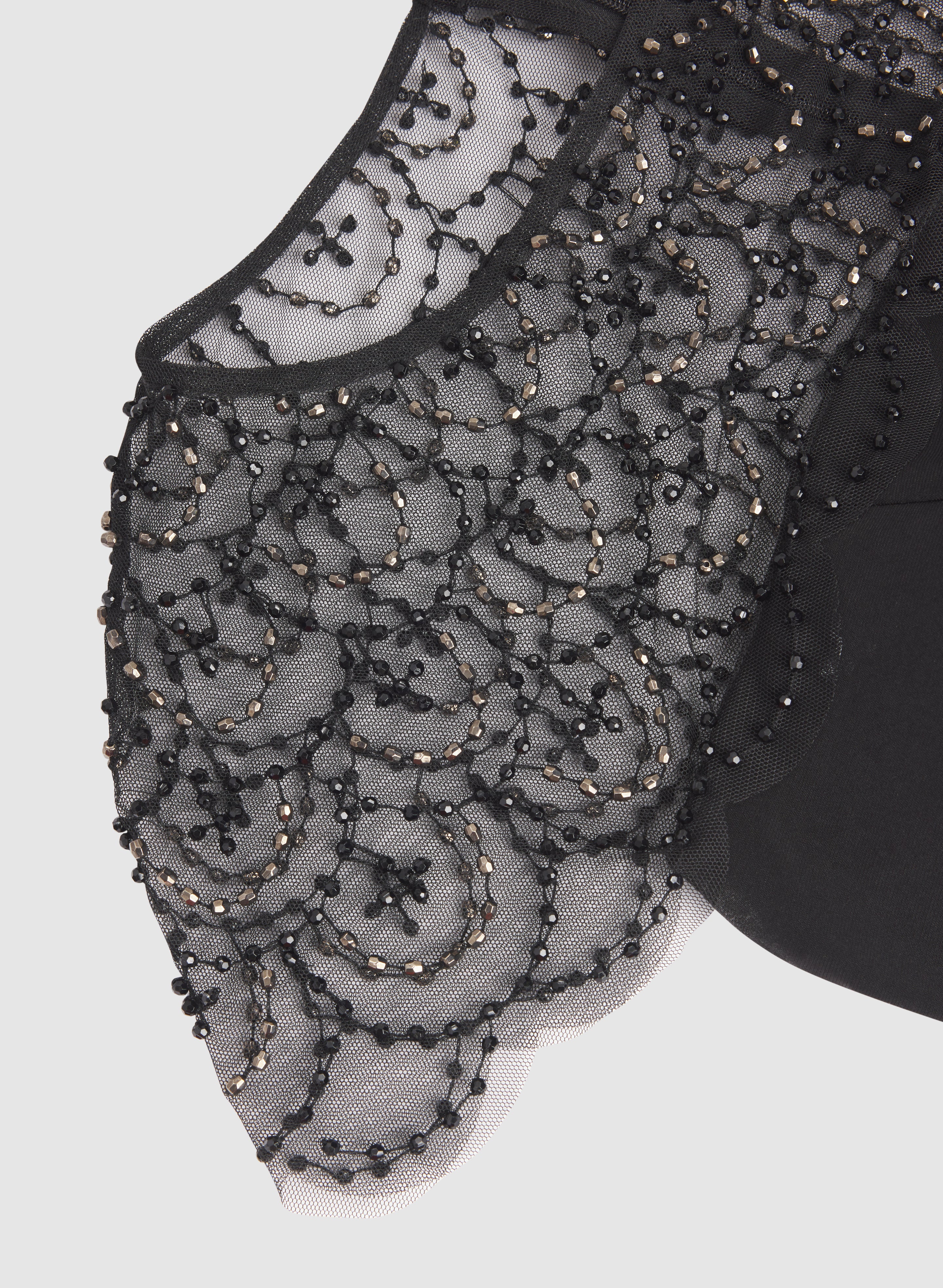 mesh yoke dress Beaded Mesh Yoke Dress