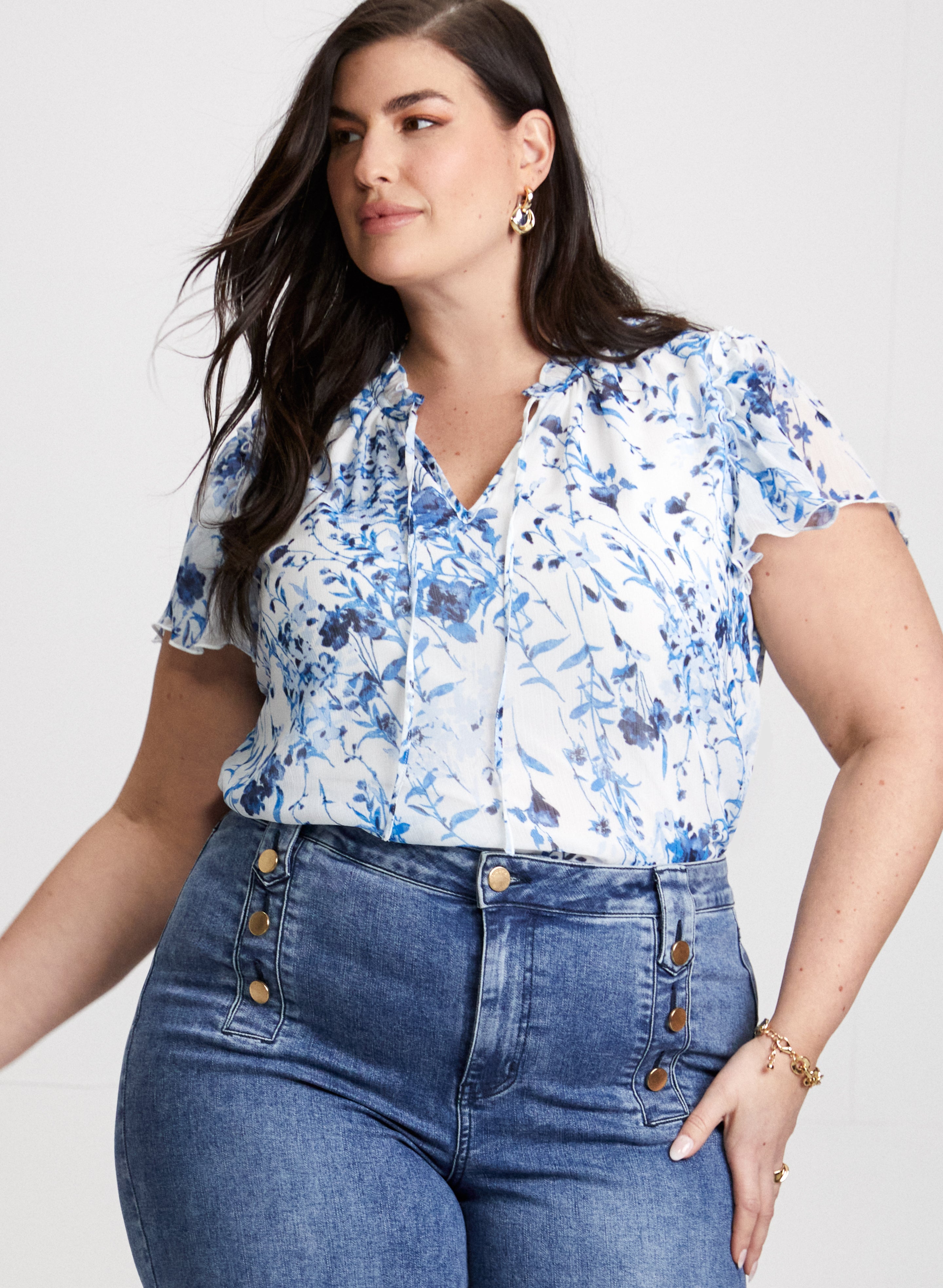 ruffle sleeve top plus size