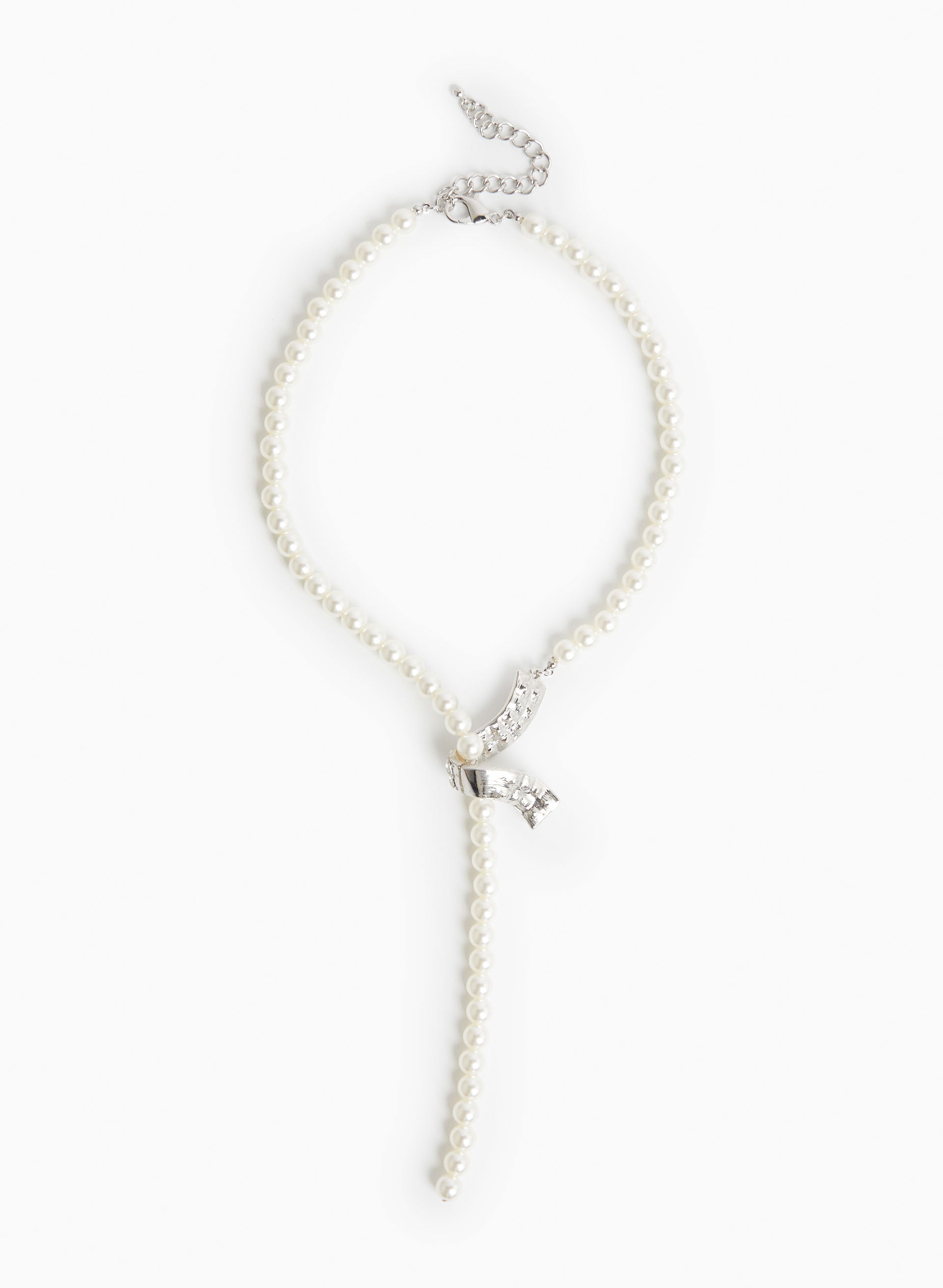 Pearl & Crystal Ribbon Necklace