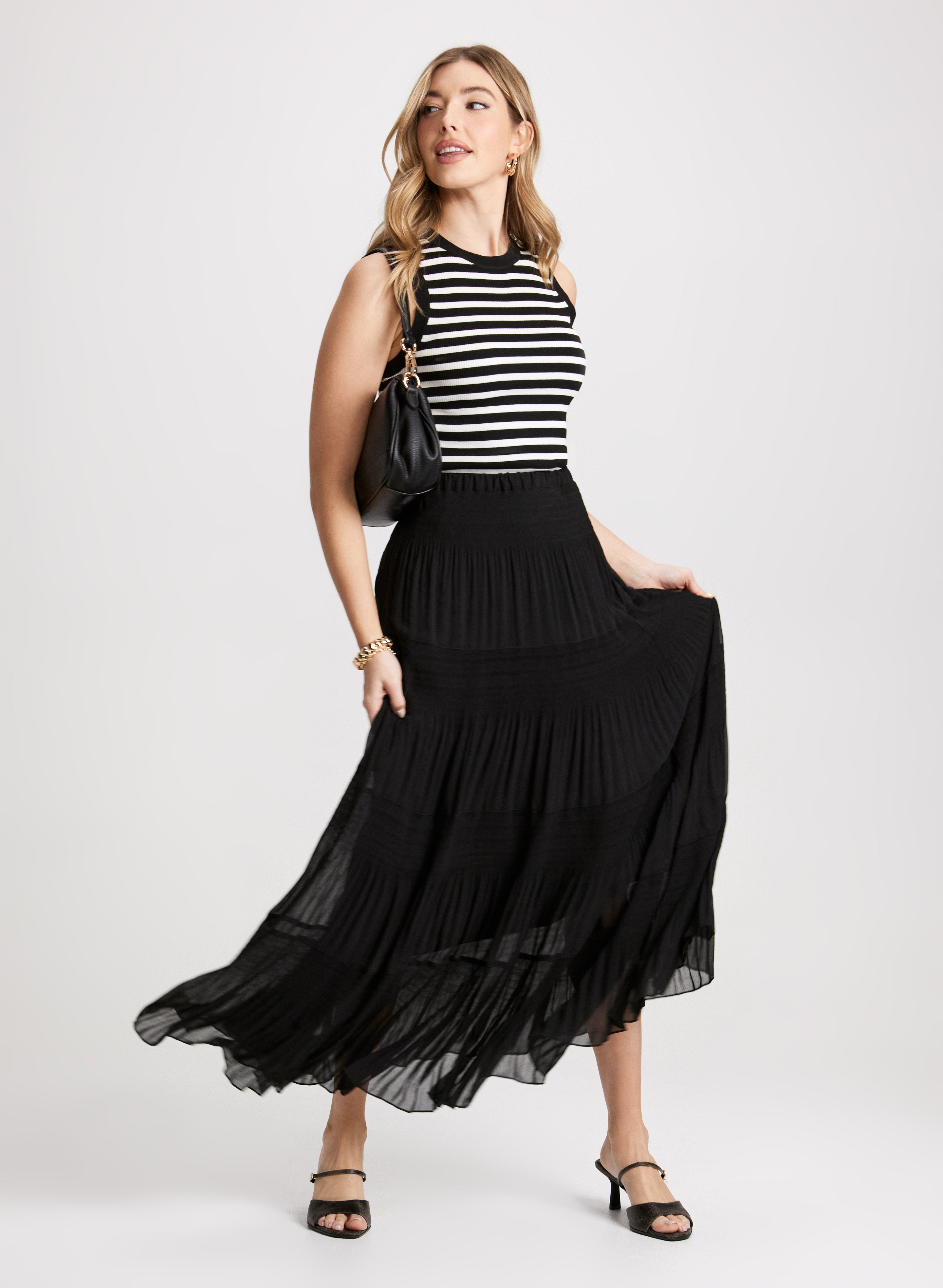 【美品】LUIK '90s utility maxi skirt Sleeveless Striped Top & Maxi Skirt