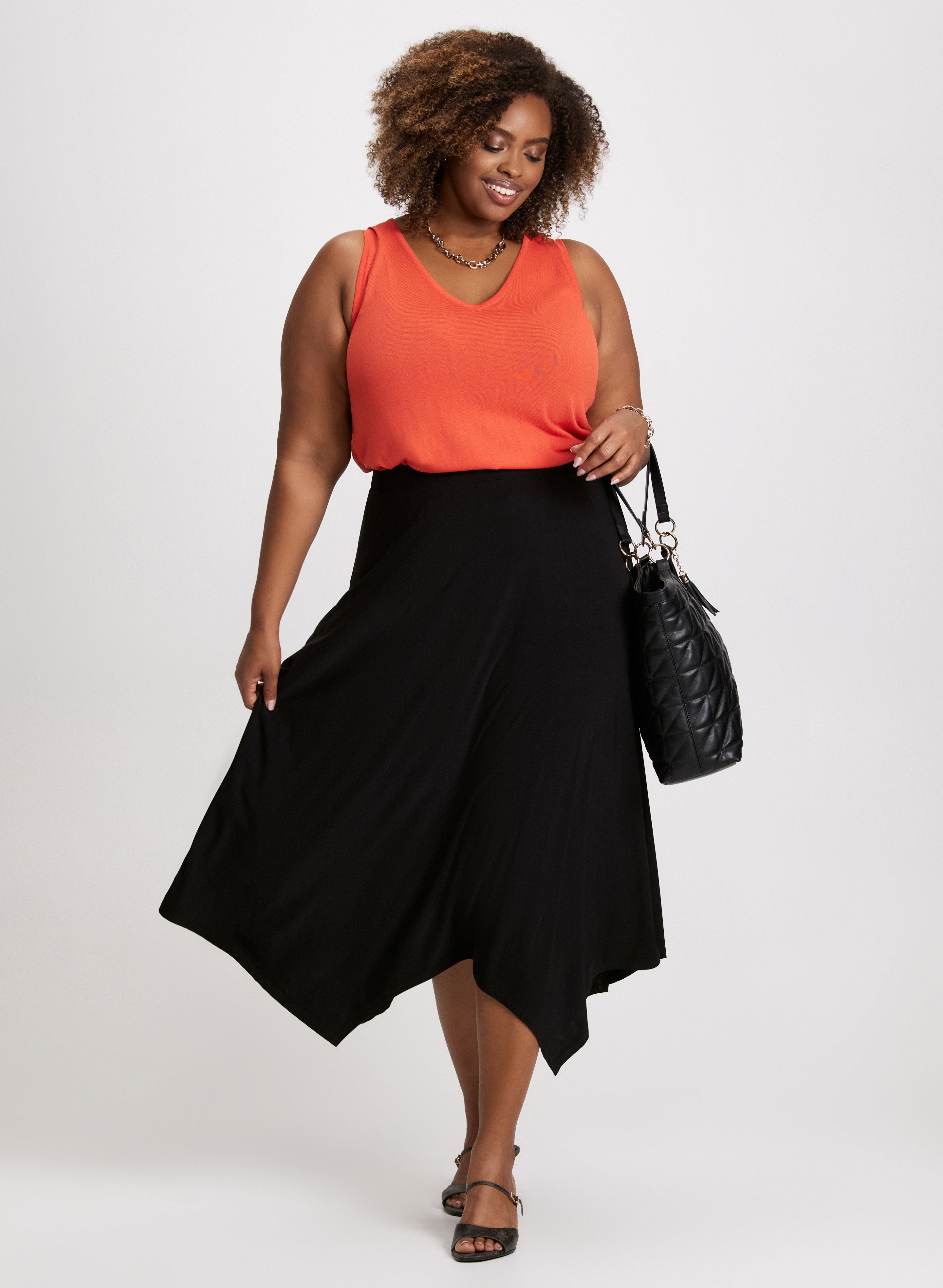 V Neck Tank Top Long Square Hem Skirt