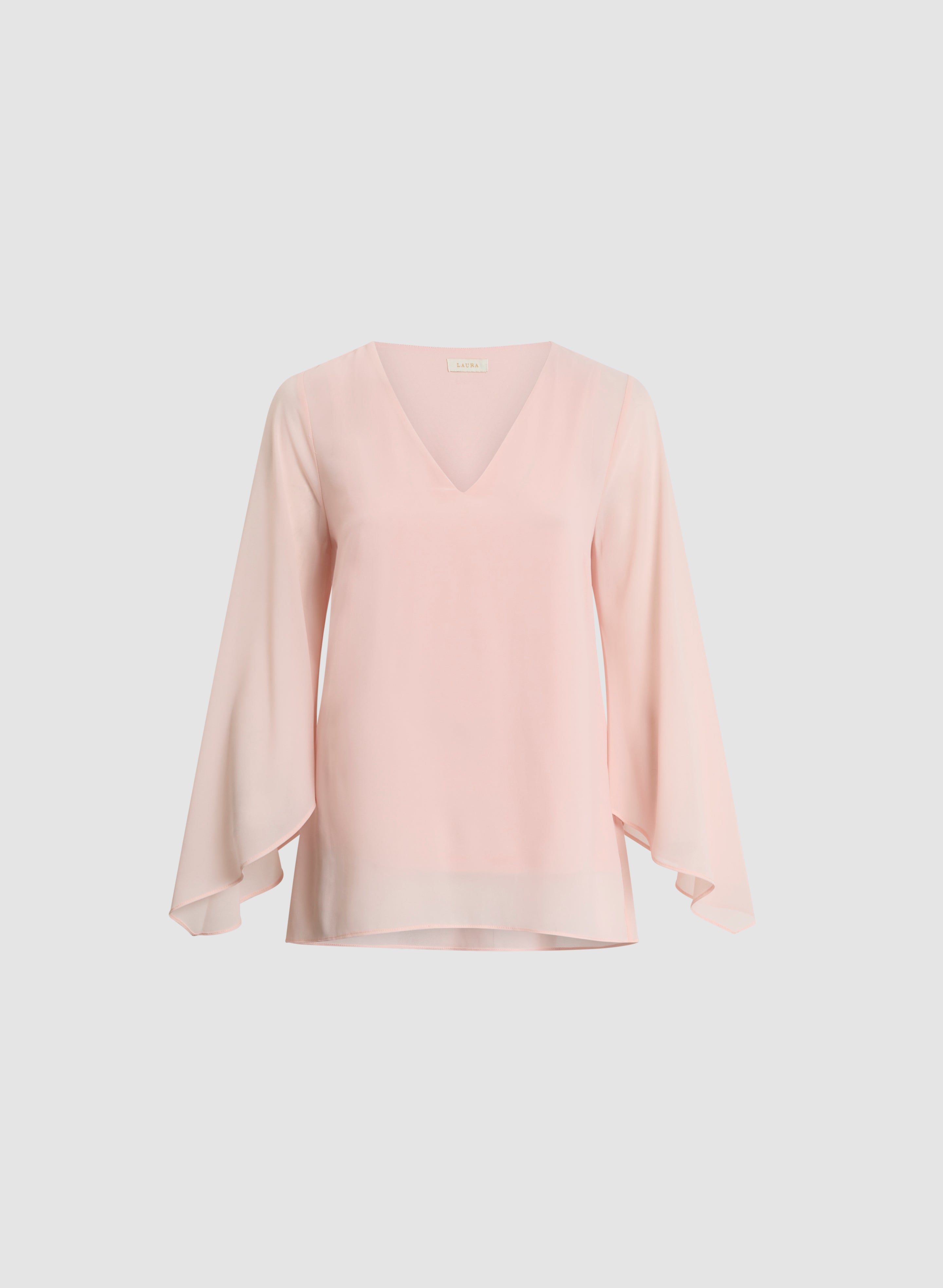 Flared Sleeve Chiffon Blouse