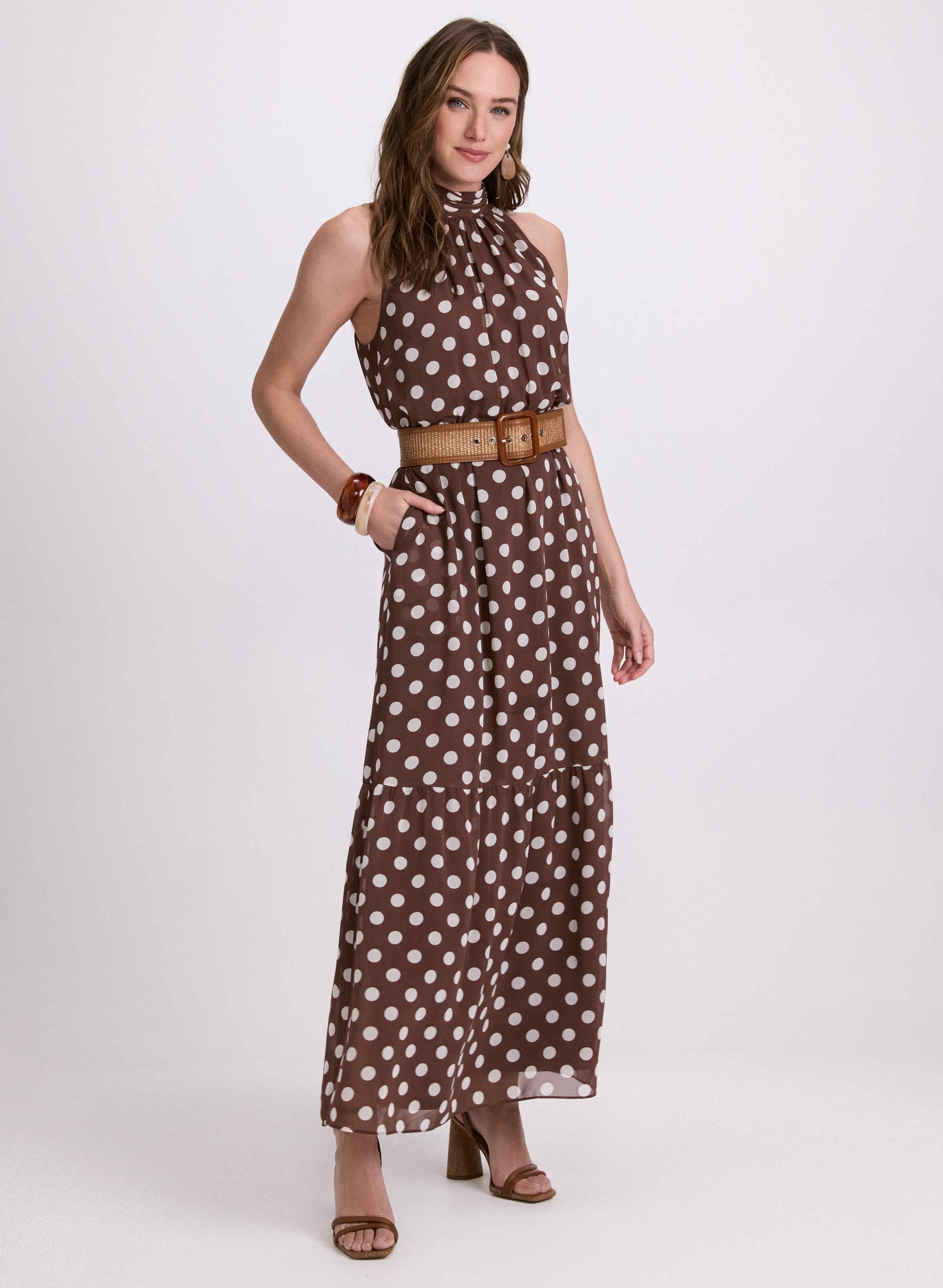 Vestido Lencero Vestido Lunares Topshop Laura Polka Dot Halter Neck Dress  Outlet Clothing