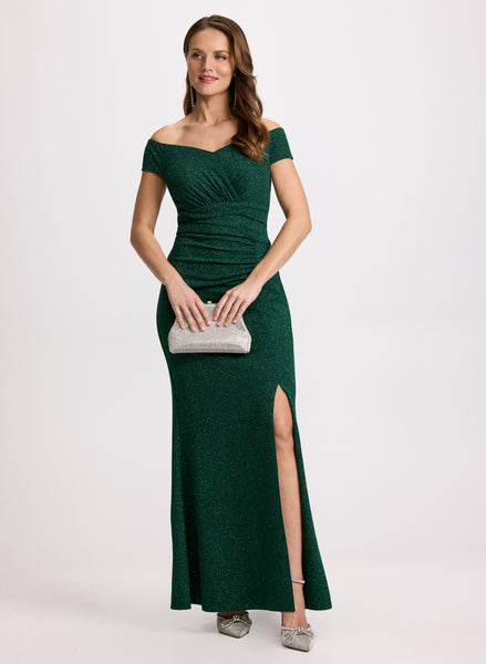 Glitter Knit Off-Shoulder Dress