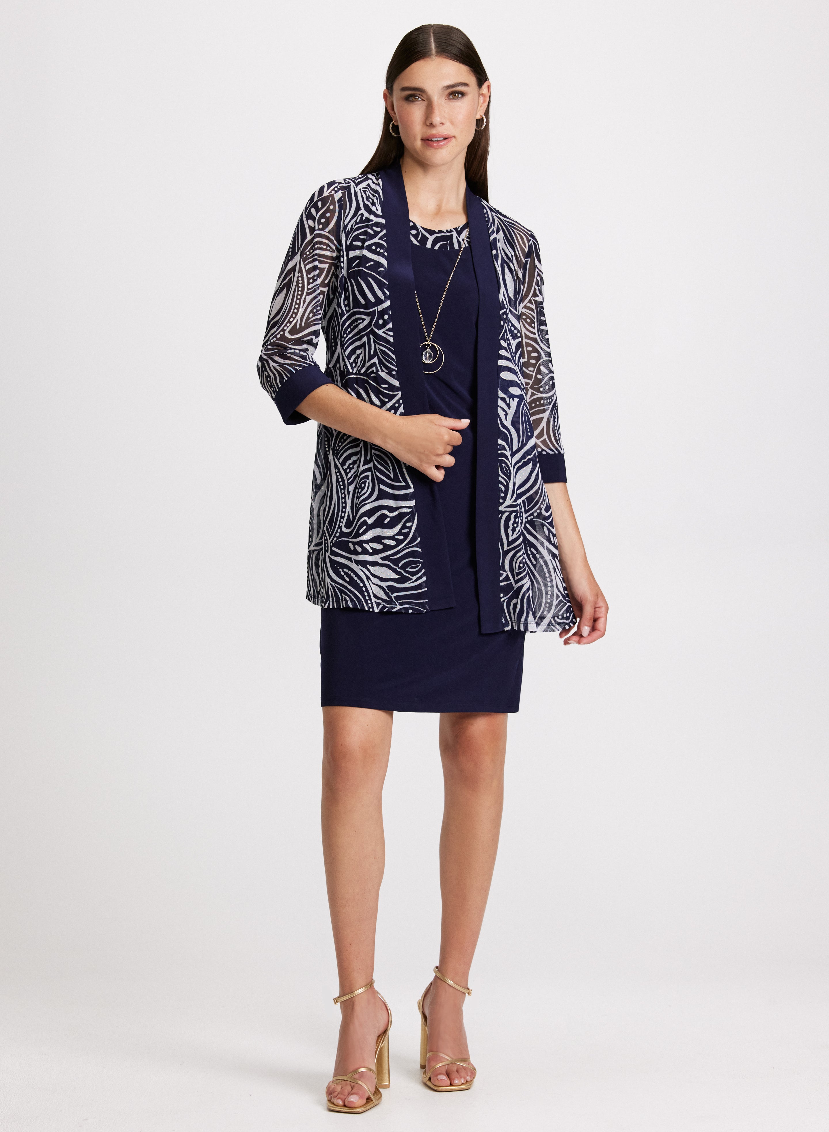 Mesh Jacket, Dress & Necklace Set Mesh Jacket, Dress & Necklace Set