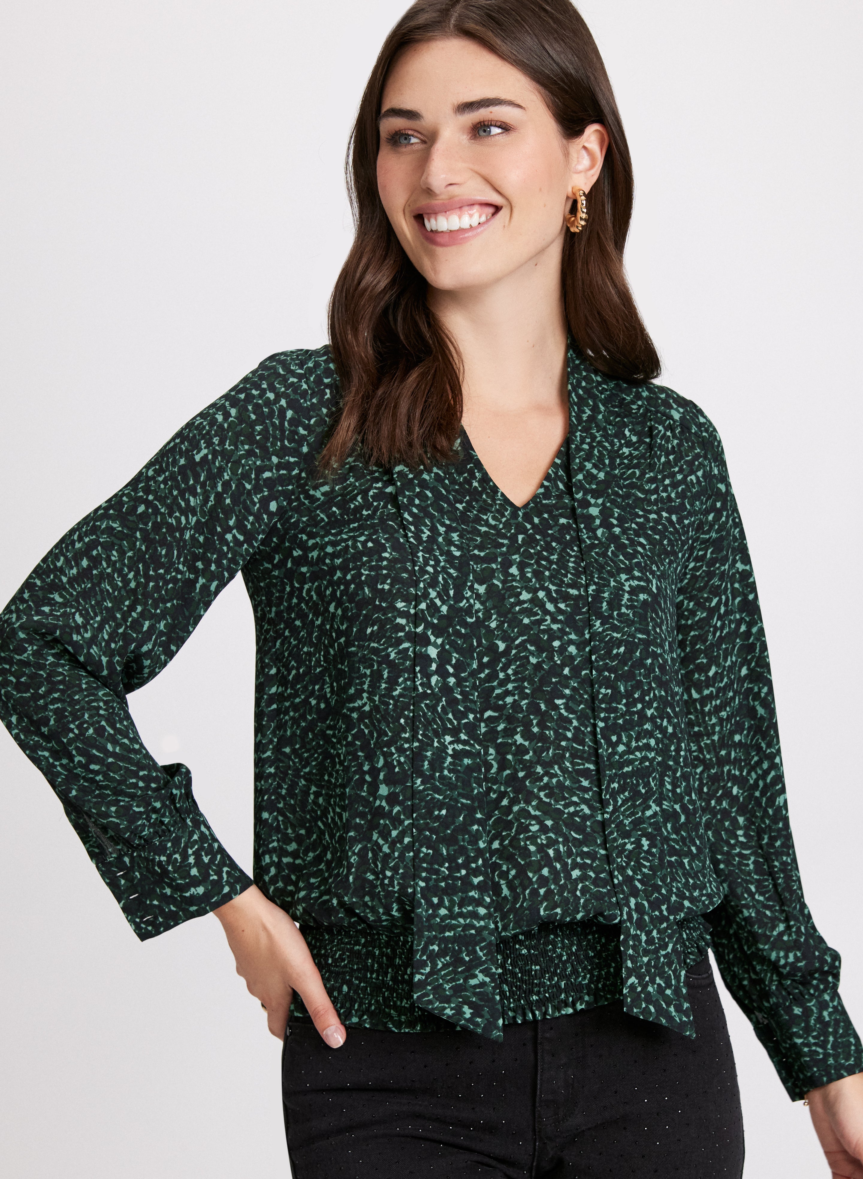 2008 Navy & White Rayon Crepe Blouse, Size 6 main image 1