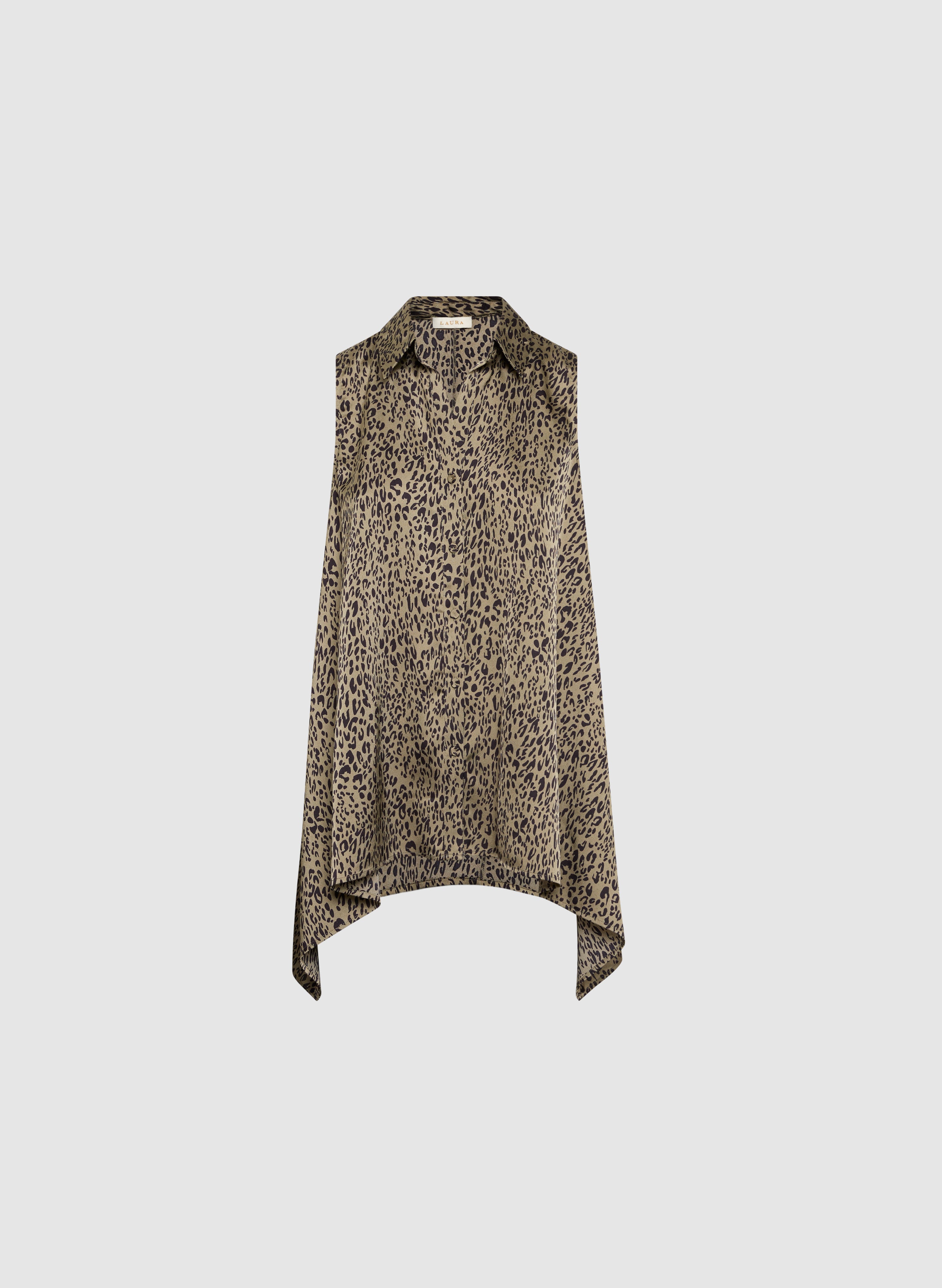 Leopard Print Sleeveless Blouse