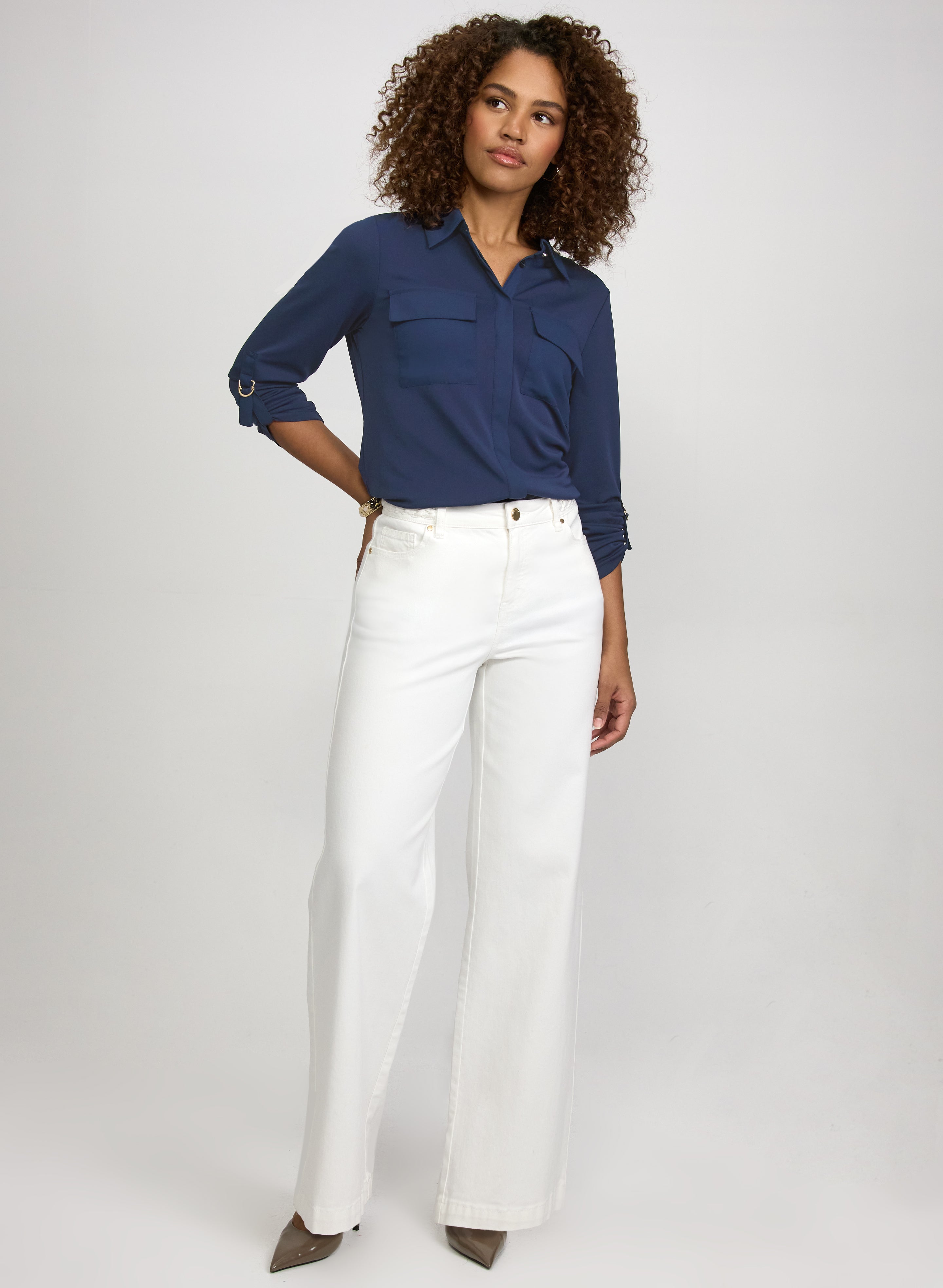Button-Down Jersey Top