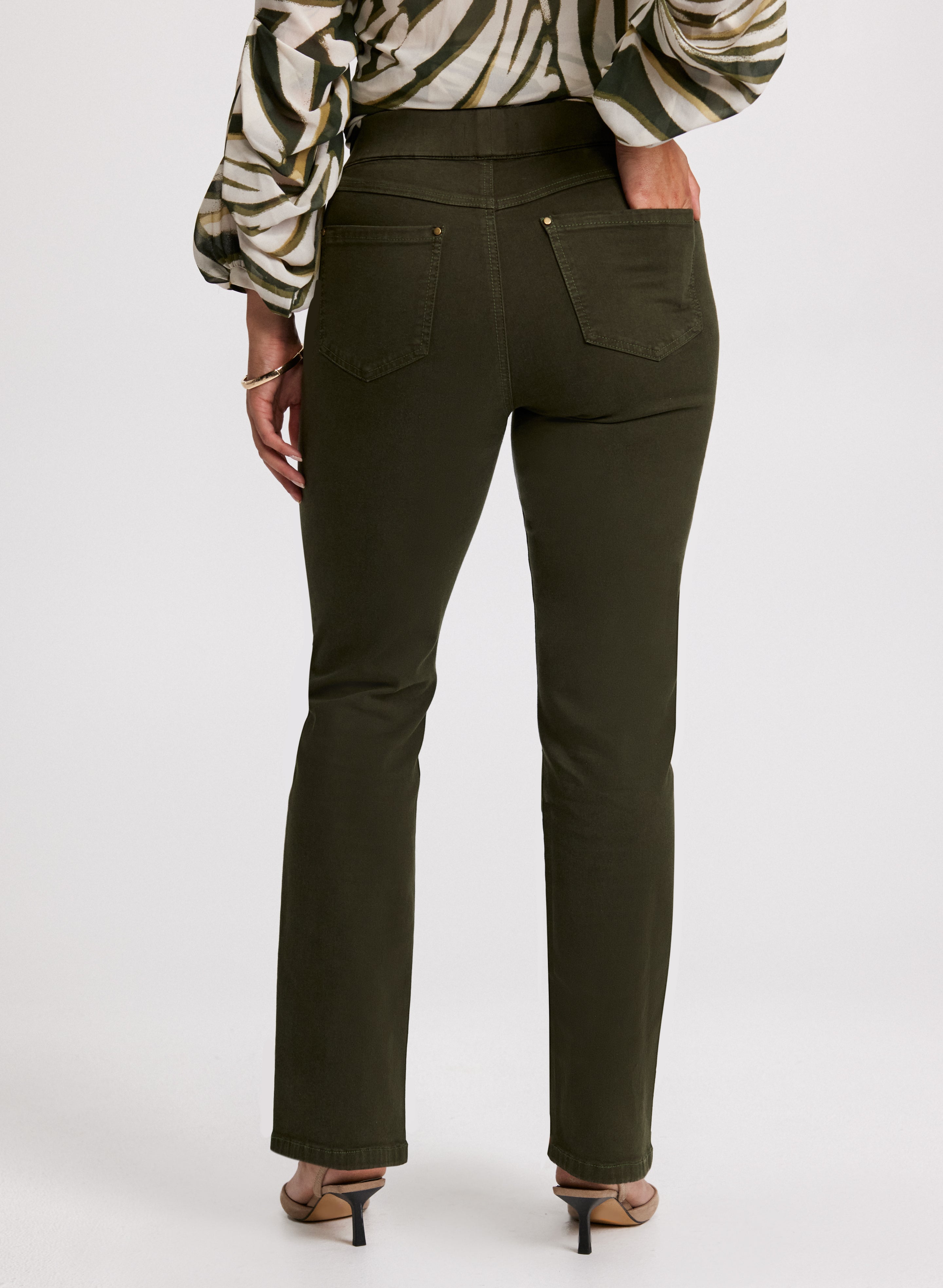 Ladies pull on straight leg jeans best sale