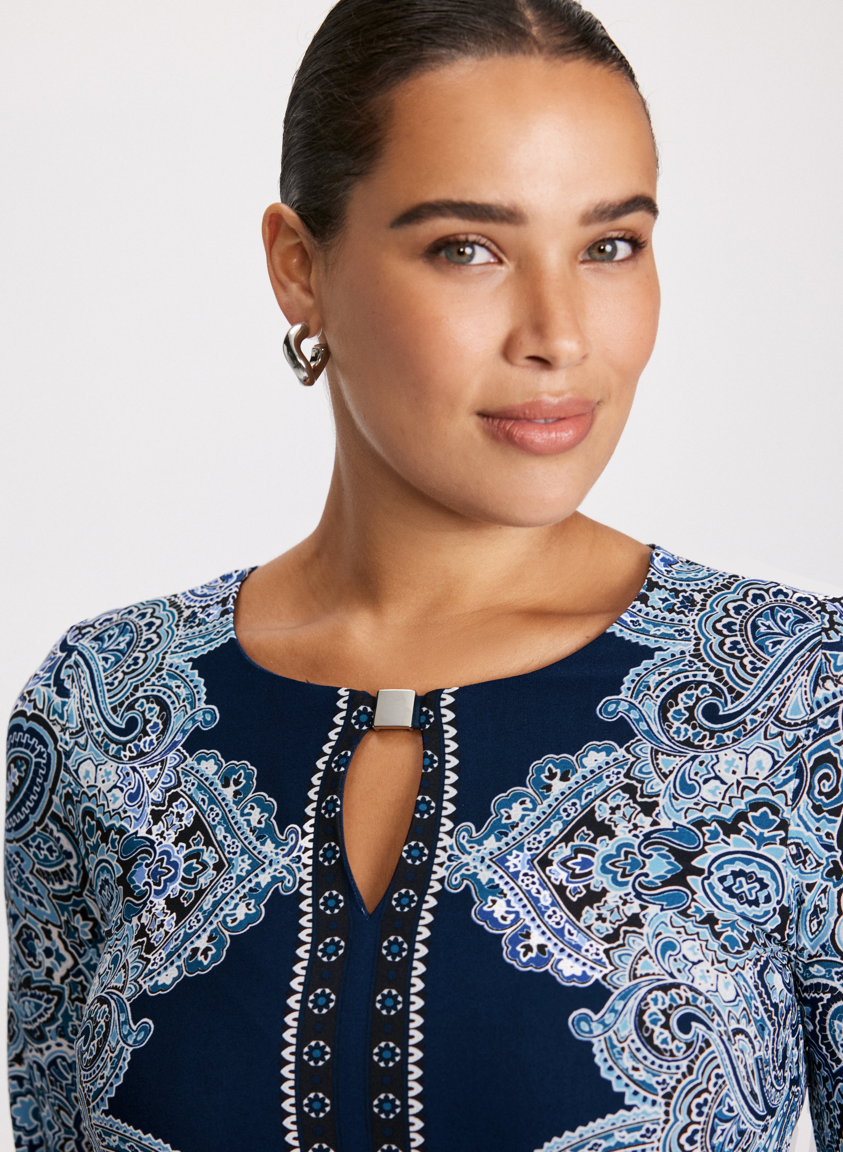 Paisley Print Keyhole Detail Dress