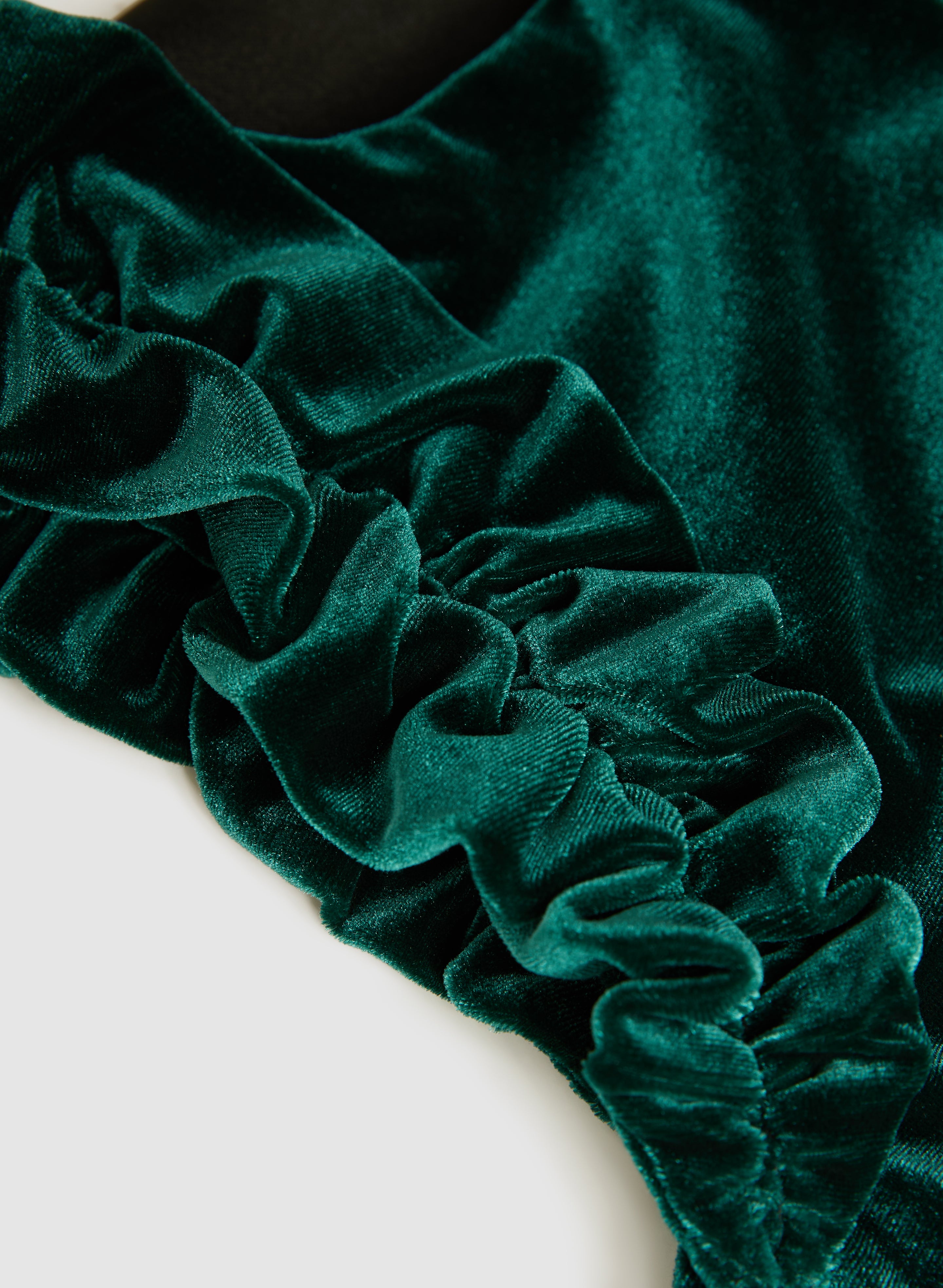 Ruffled Shoulder Velour Top