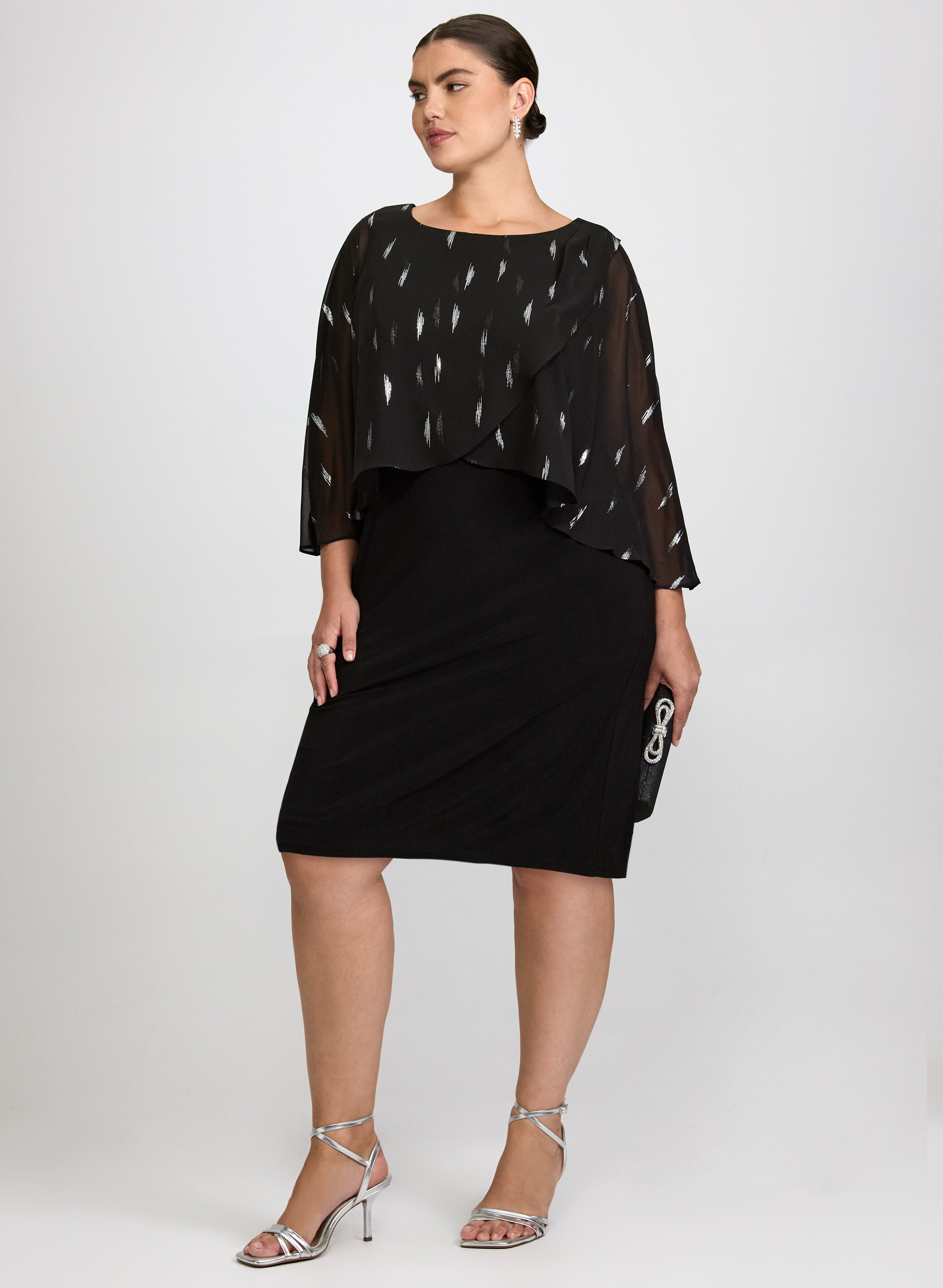 Chiffon Overlay Sheath Dress