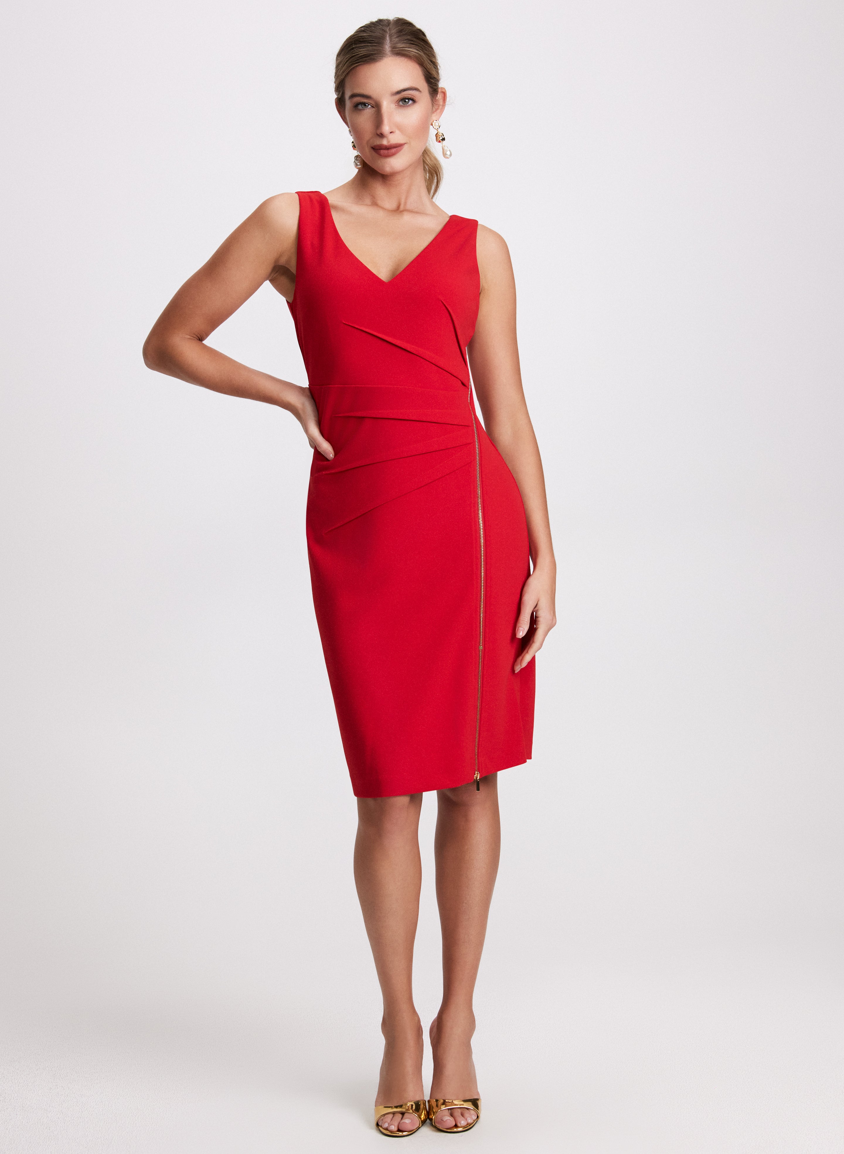 strapless open back dress Mini Sheath Dress With Jewel Neckline 0 / Deep Beige main image 1