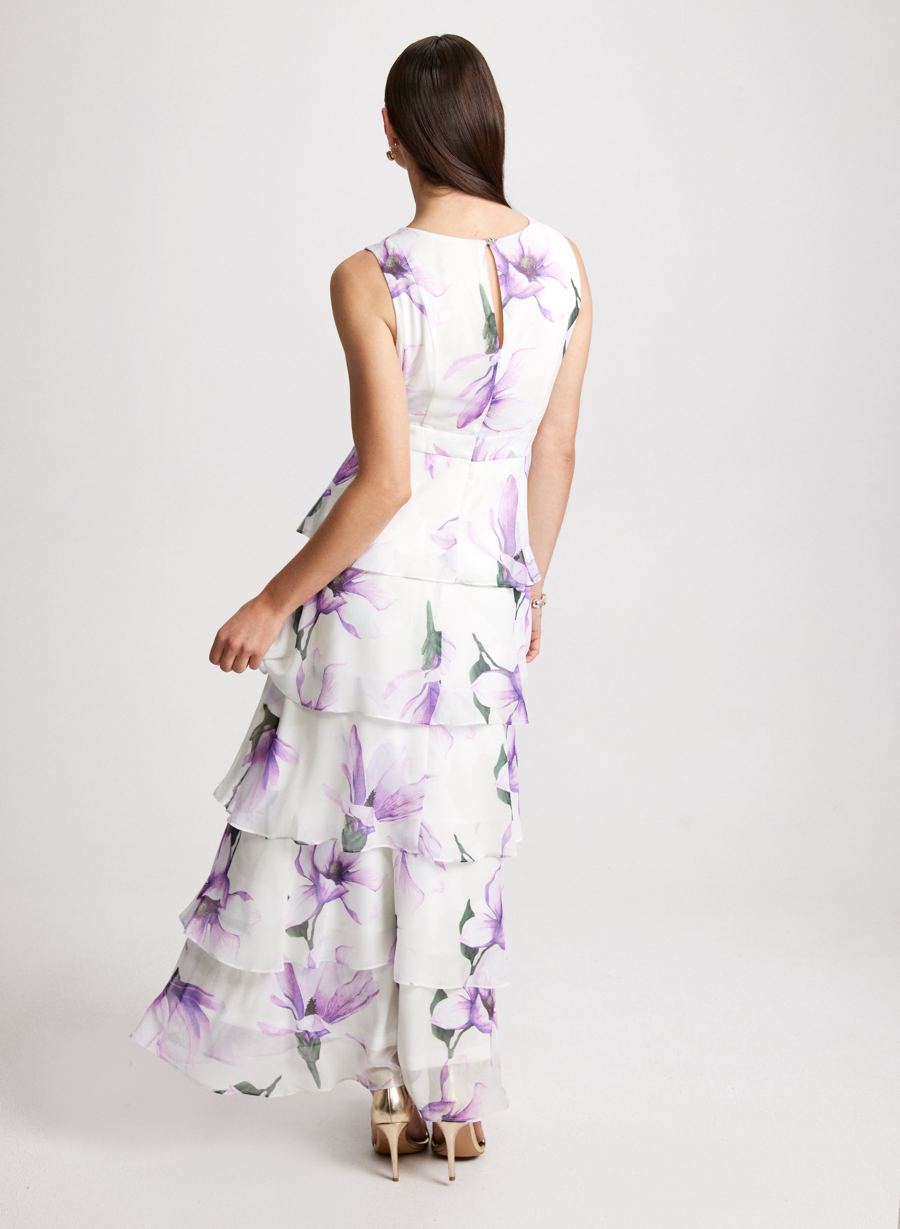 Long Chiffon Floral Dress 2026.Long Chiffon Floral Dress