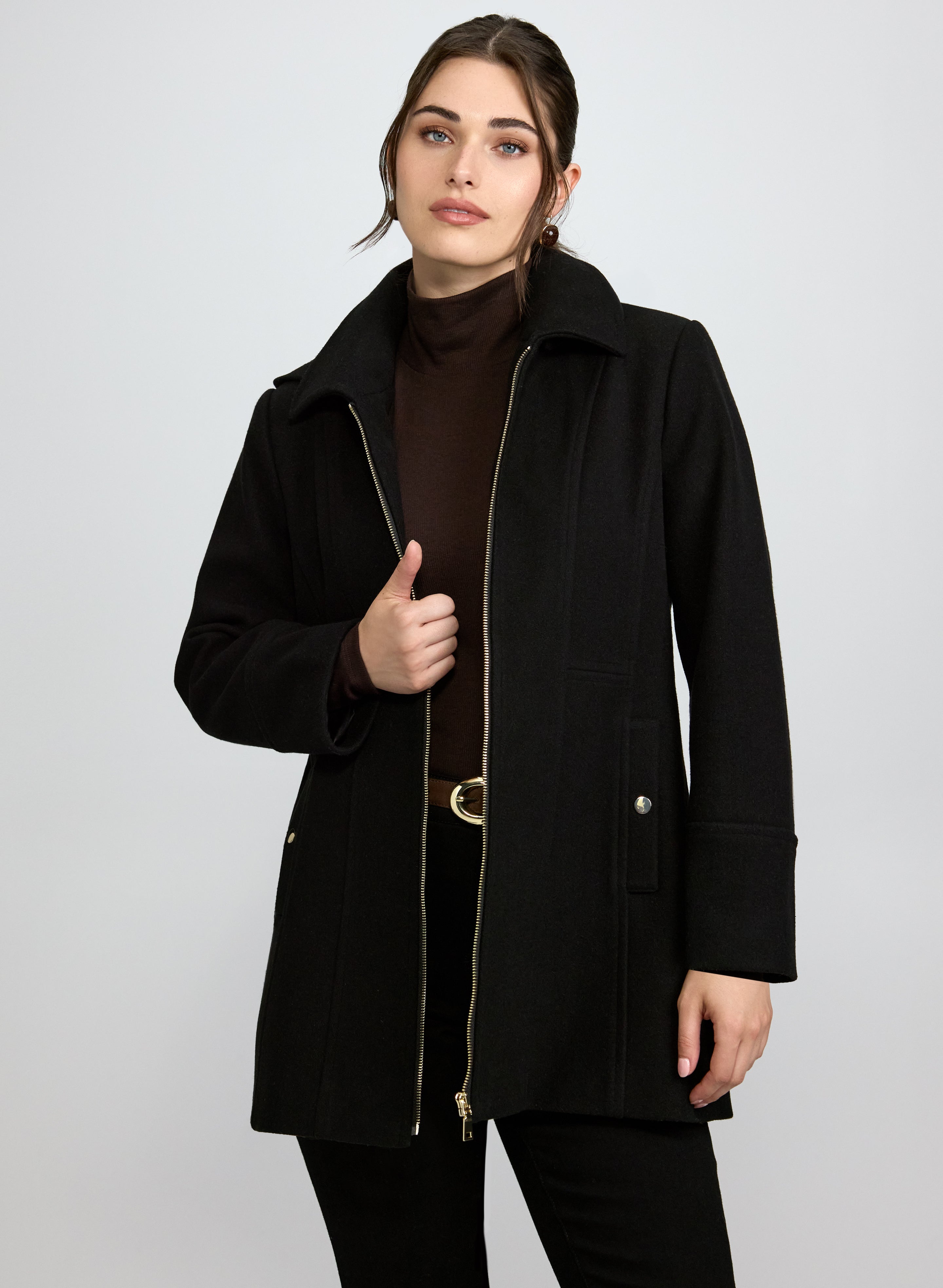 Stretch Faux-Wool Coat