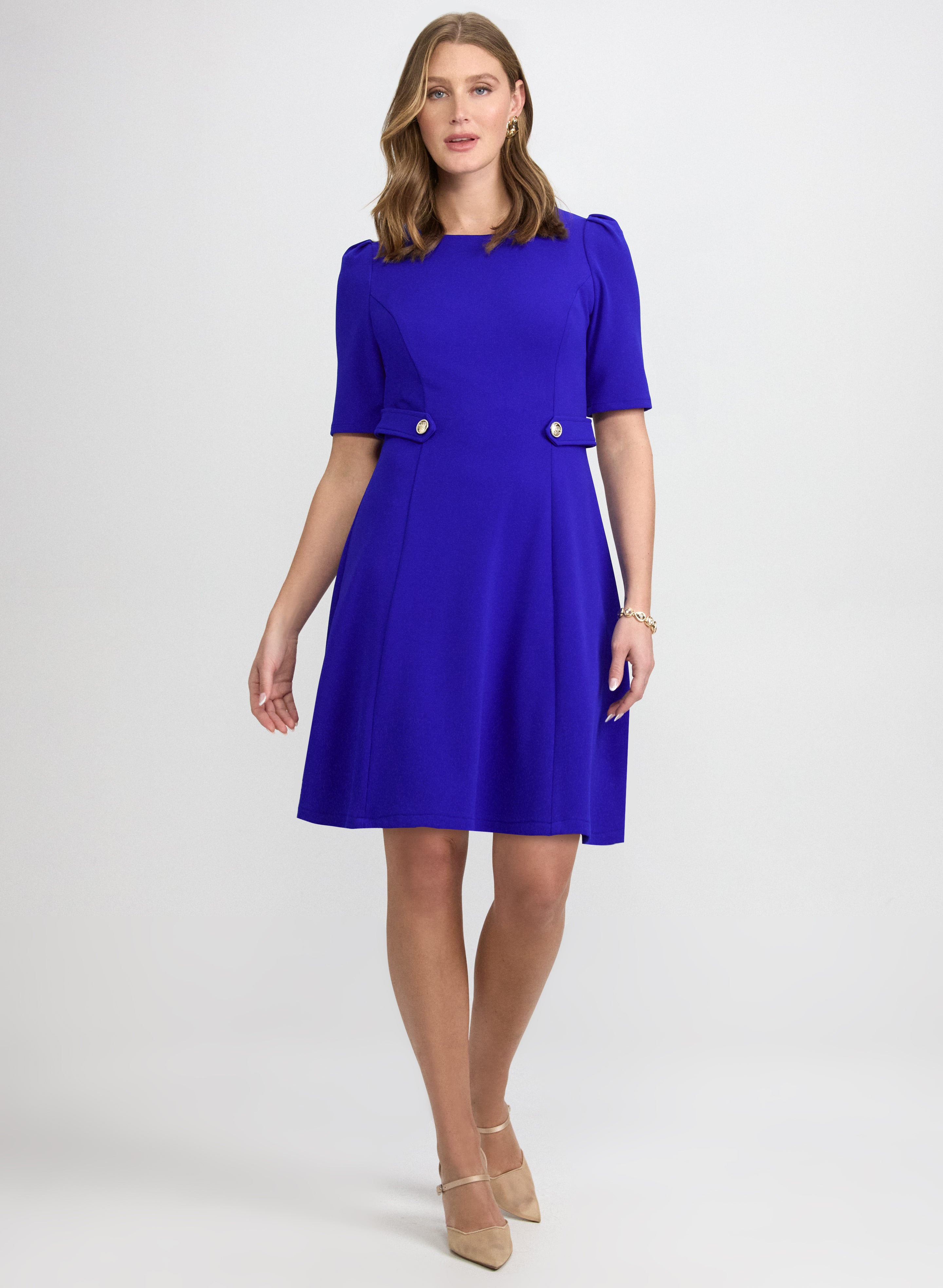 Buttoned-Tab Detail Dress