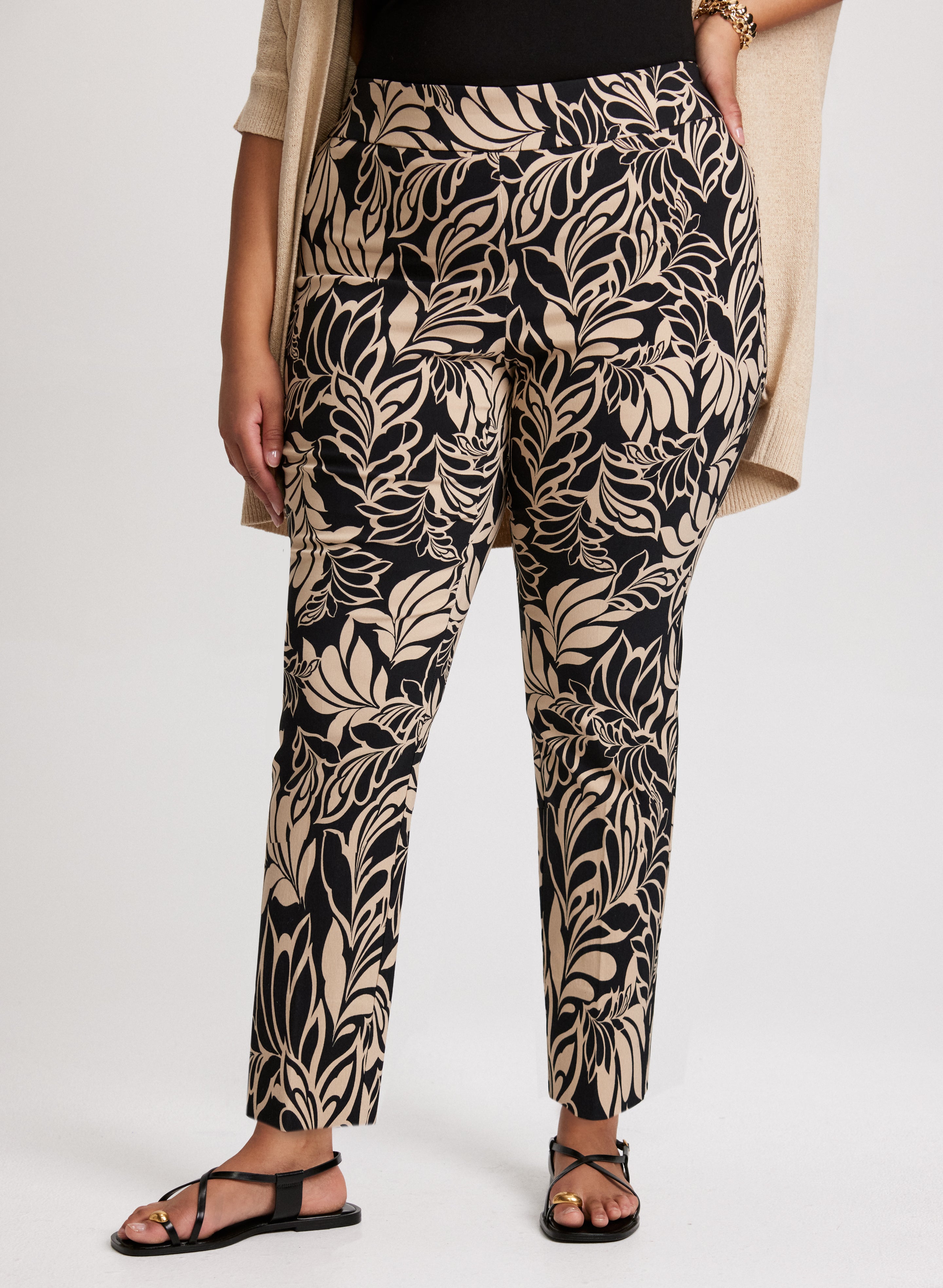 Floral Pull-On Ankle Pants