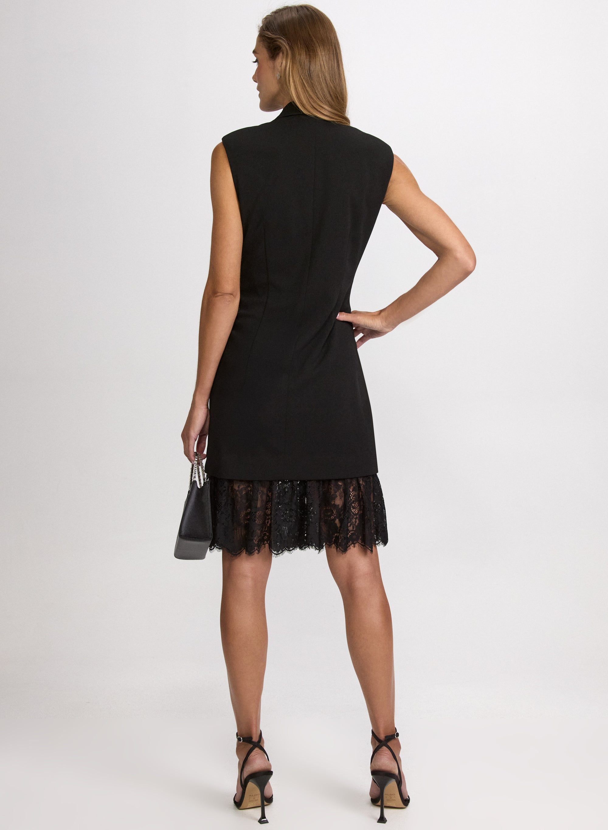 Lace Hem Tuxedo Dress