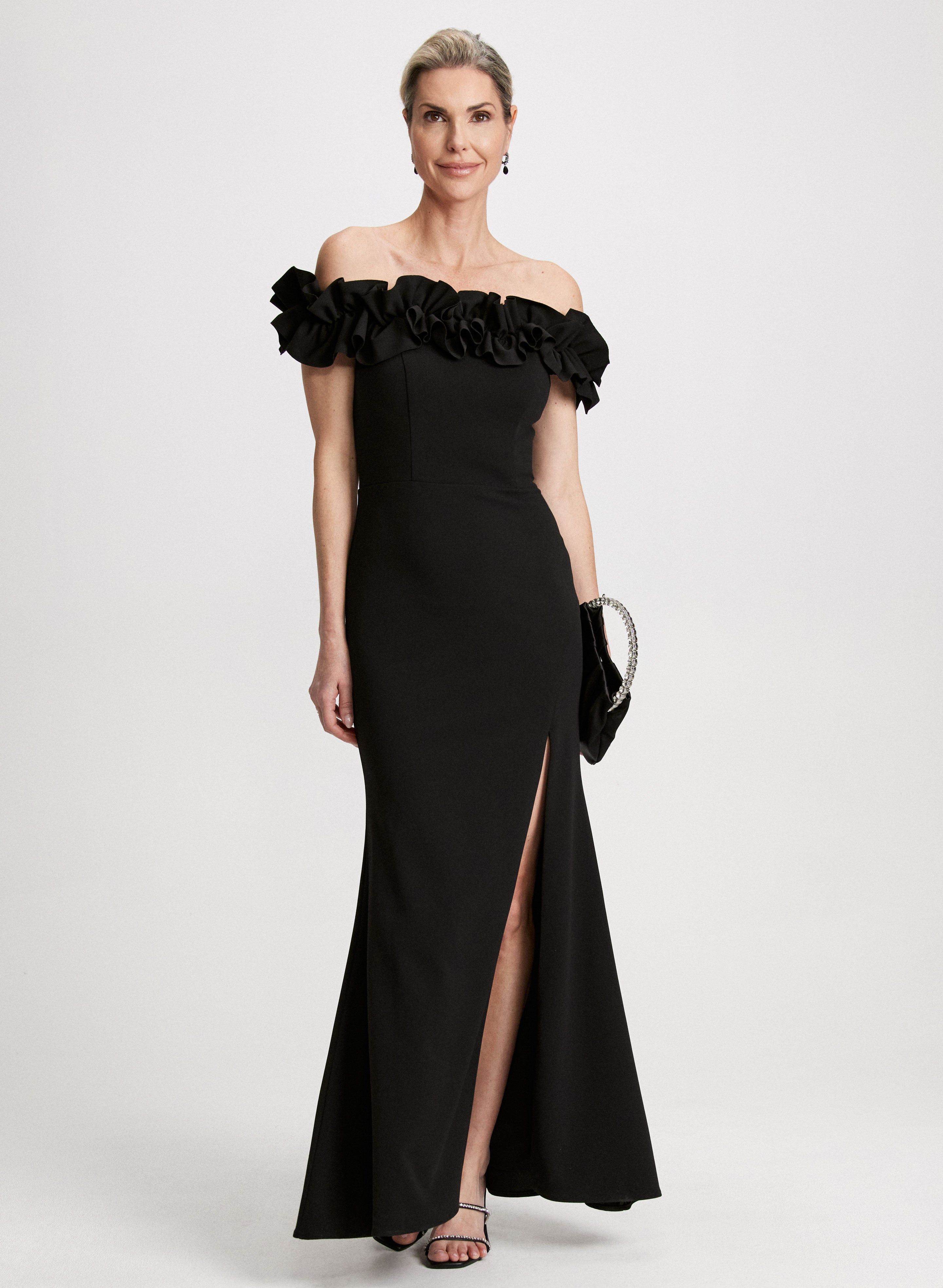 Ruffle Neck Fitted Gown