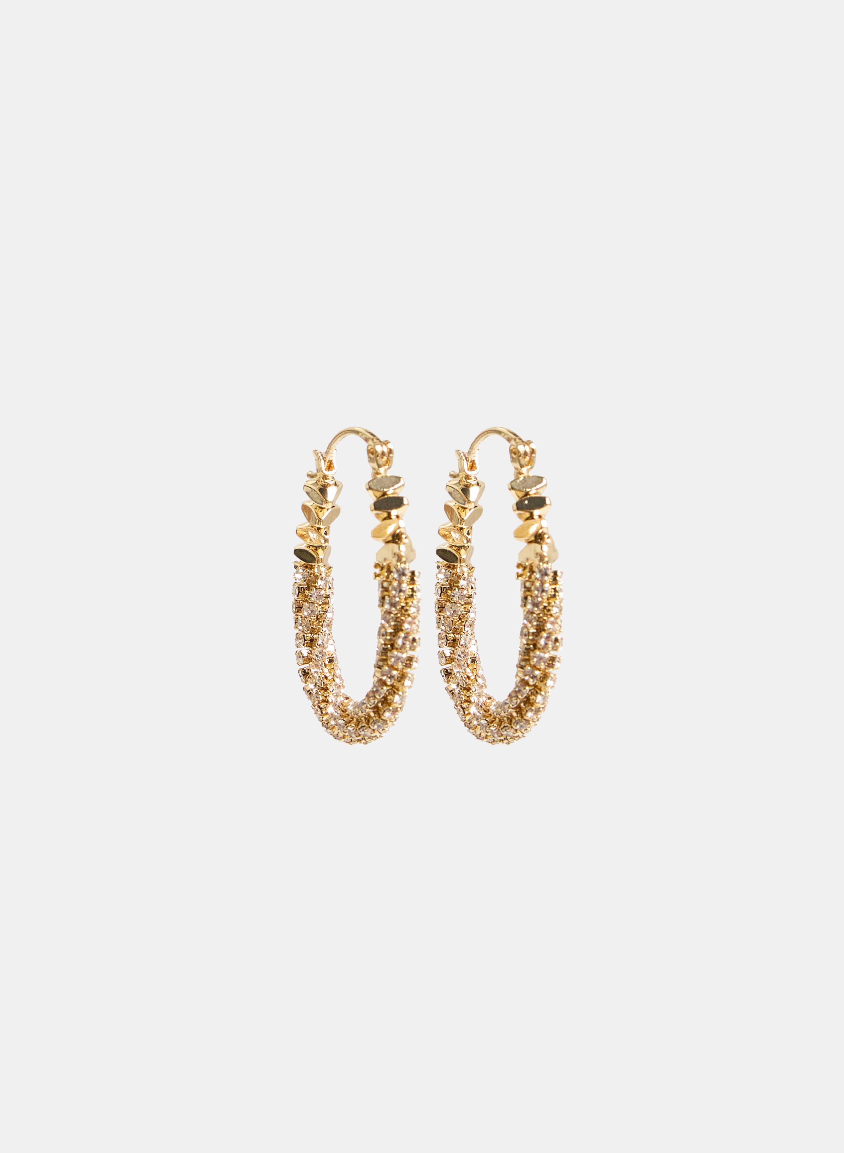 Crystal Detail Oval Hoop Earrings