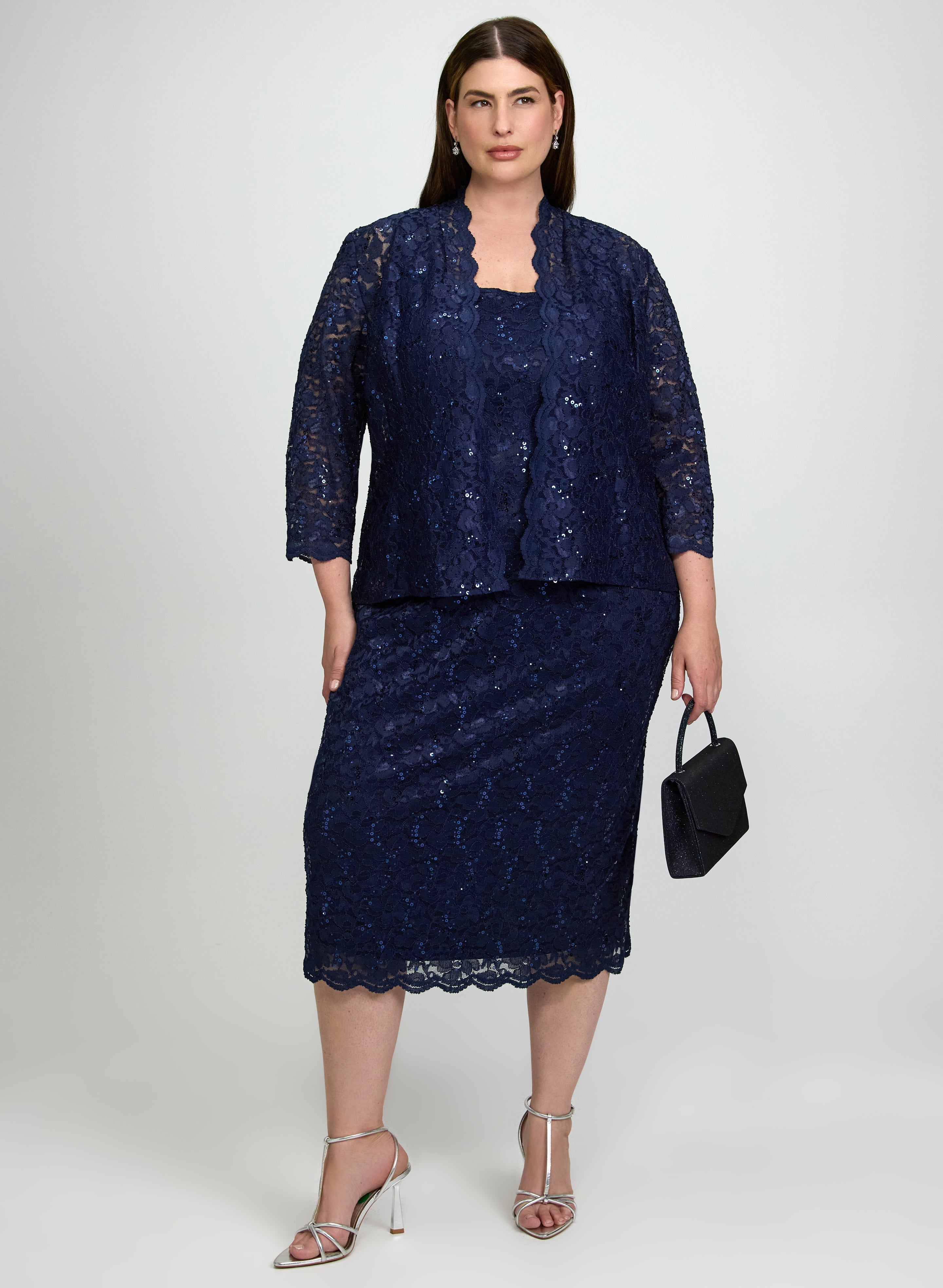 navy blue lace dress with jacket Missacc Black Mother Of The Bride Dresses Sparkle A-Line Square Neckline Mother Of The Bride Dresses With Lace Jacket