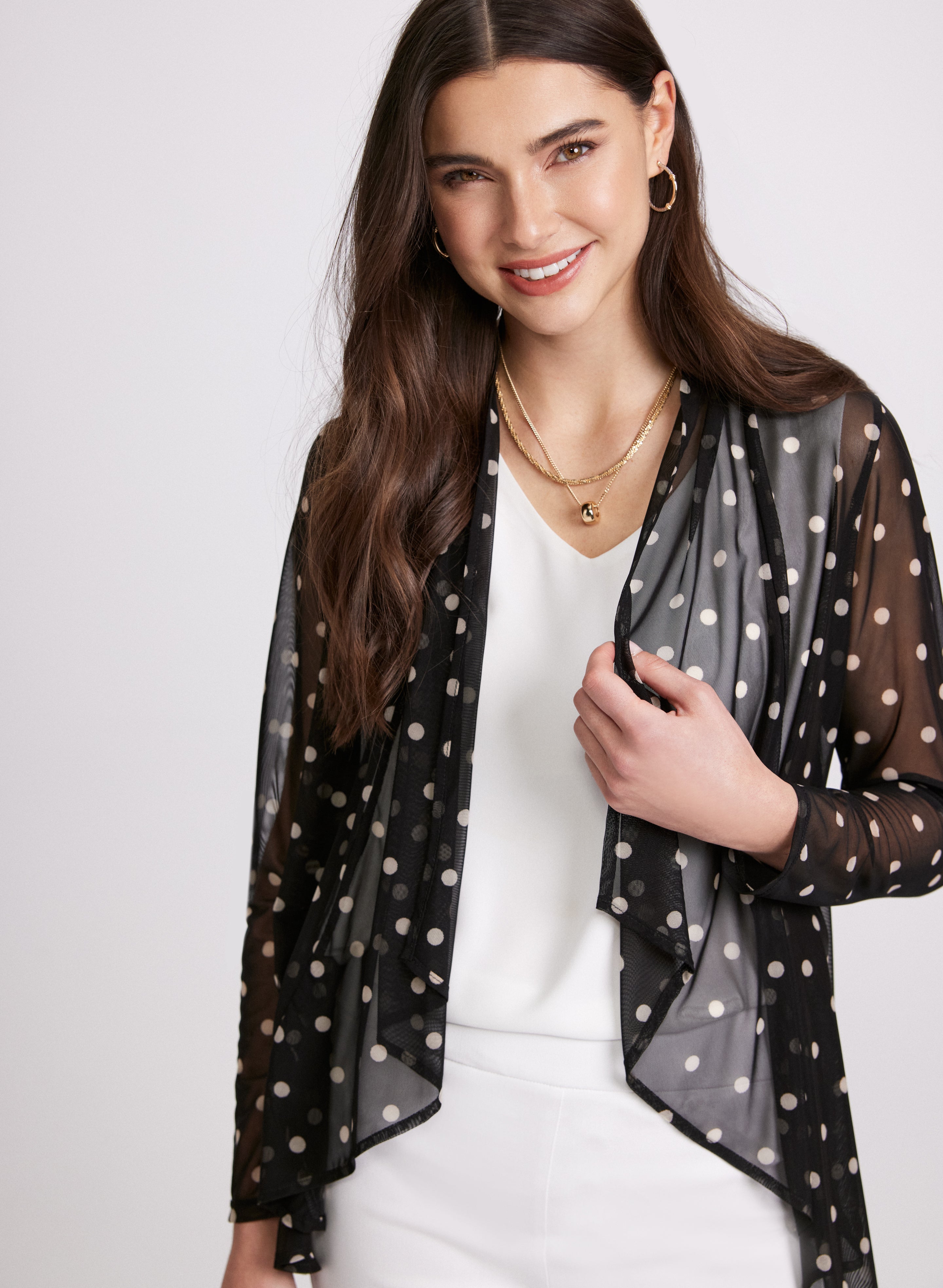レディース pois sheer knit cardigan
