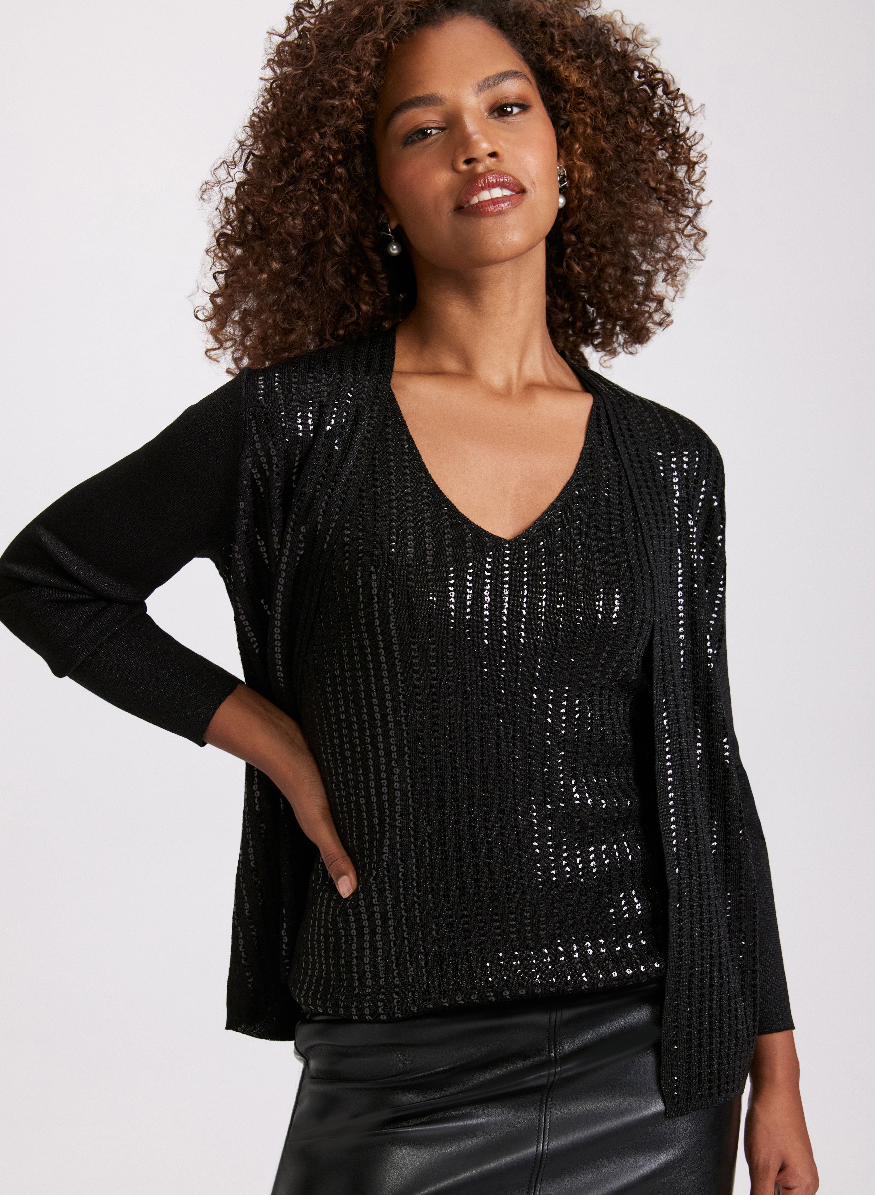 Long Sleeve Sequin Cardigan