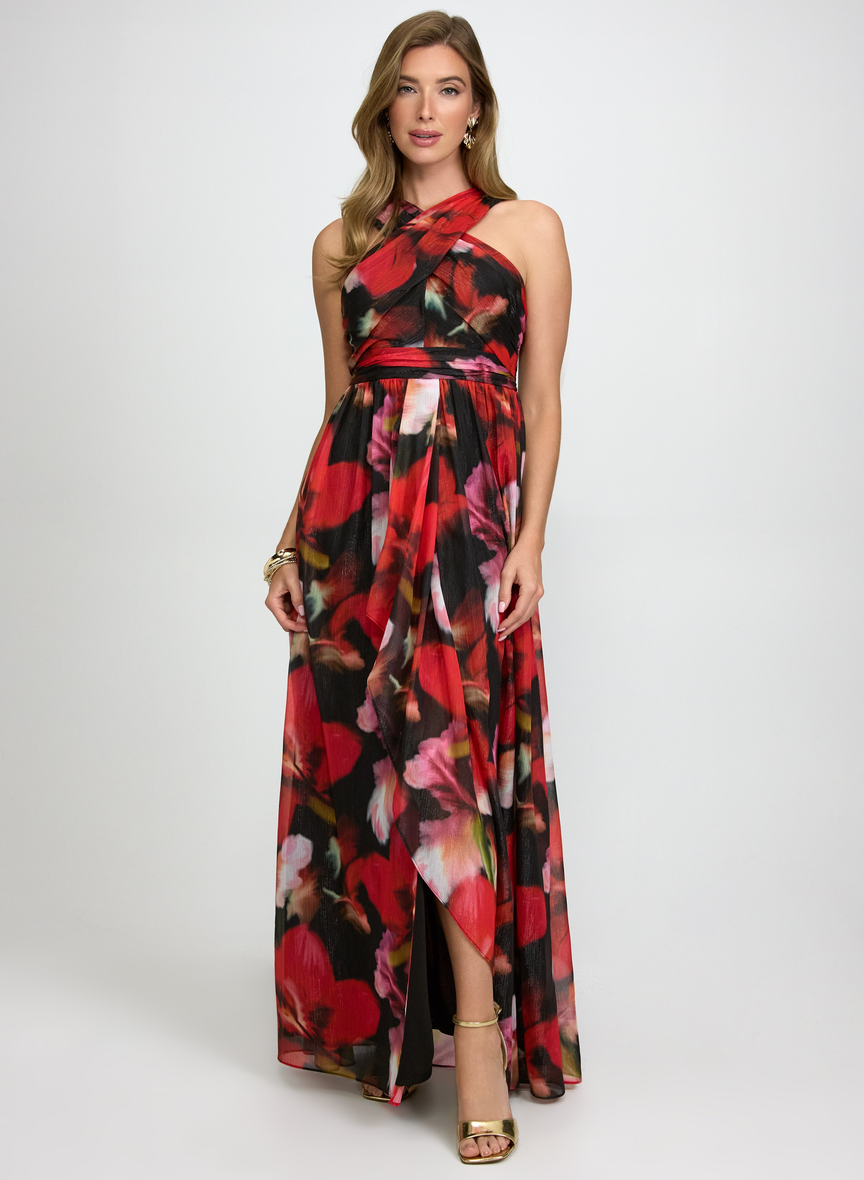 Metallic Floral Dress