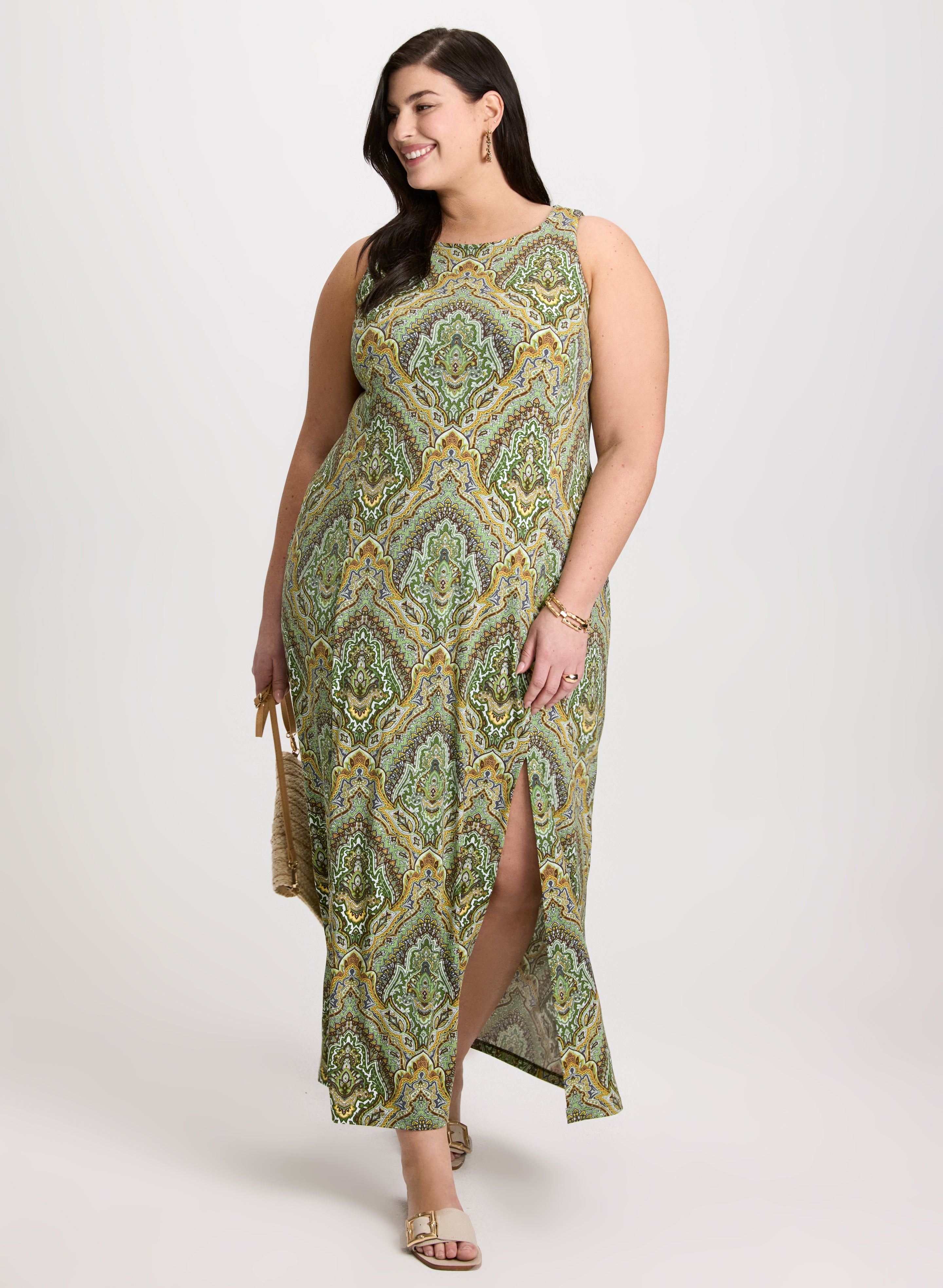 Paisley Slit-Front Dress