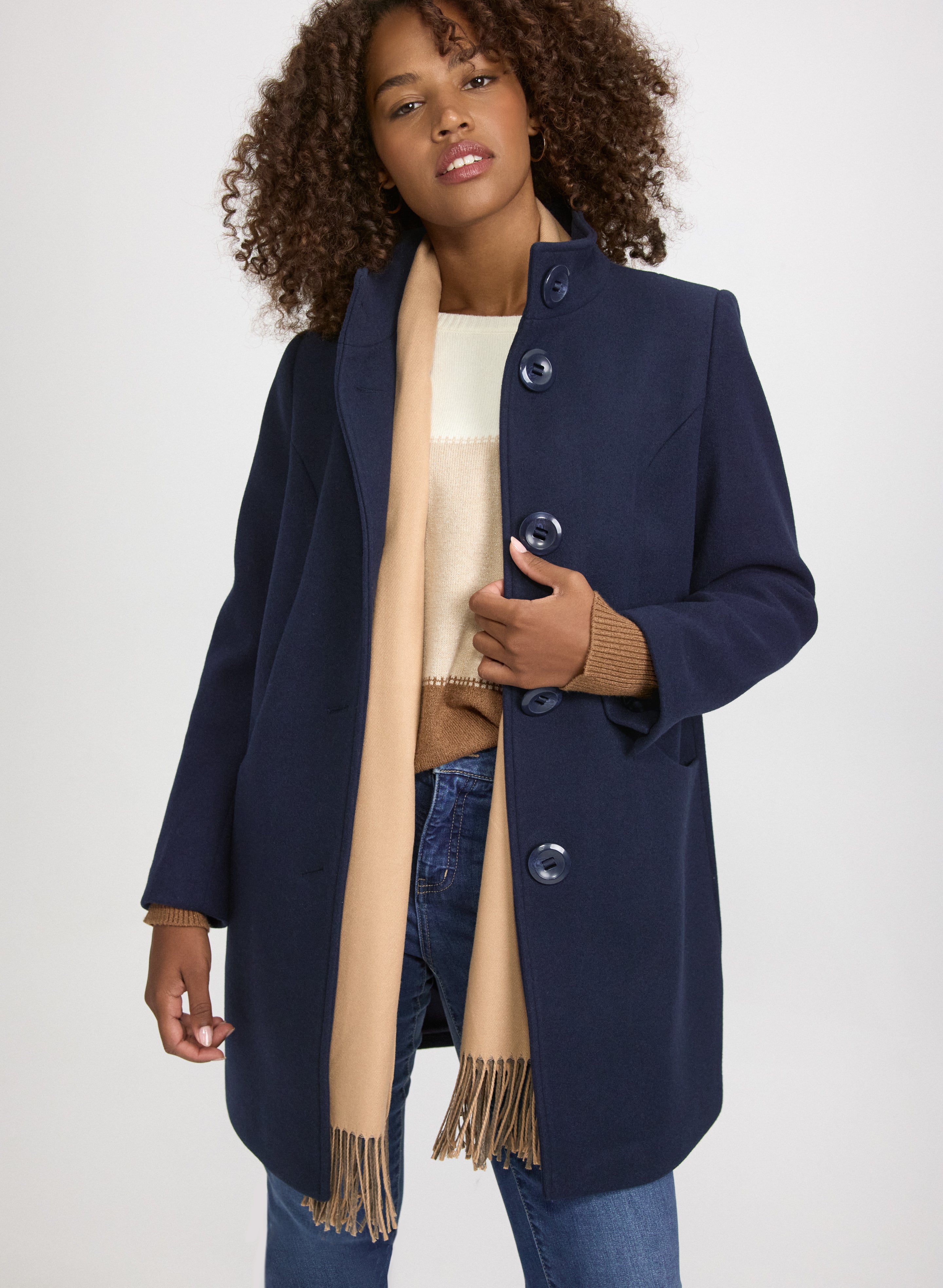 Stretch Wool-Blend Coat