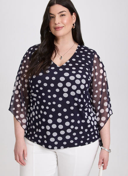 ●Bad Blue● [Setup] Sheer Dot Layerd Tee (Beige) Mesh Polka Dot Top