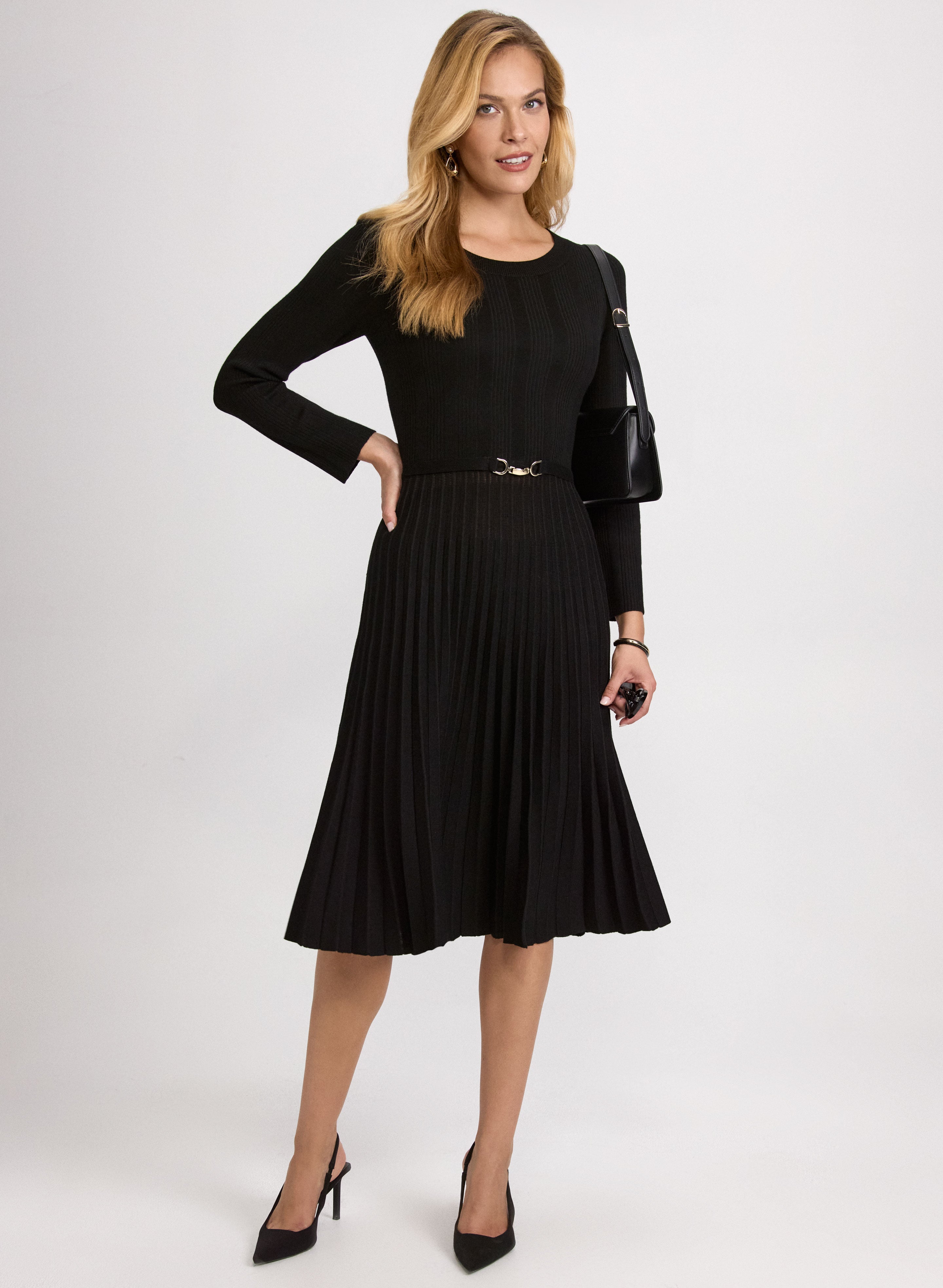 Pleated Knit Dress