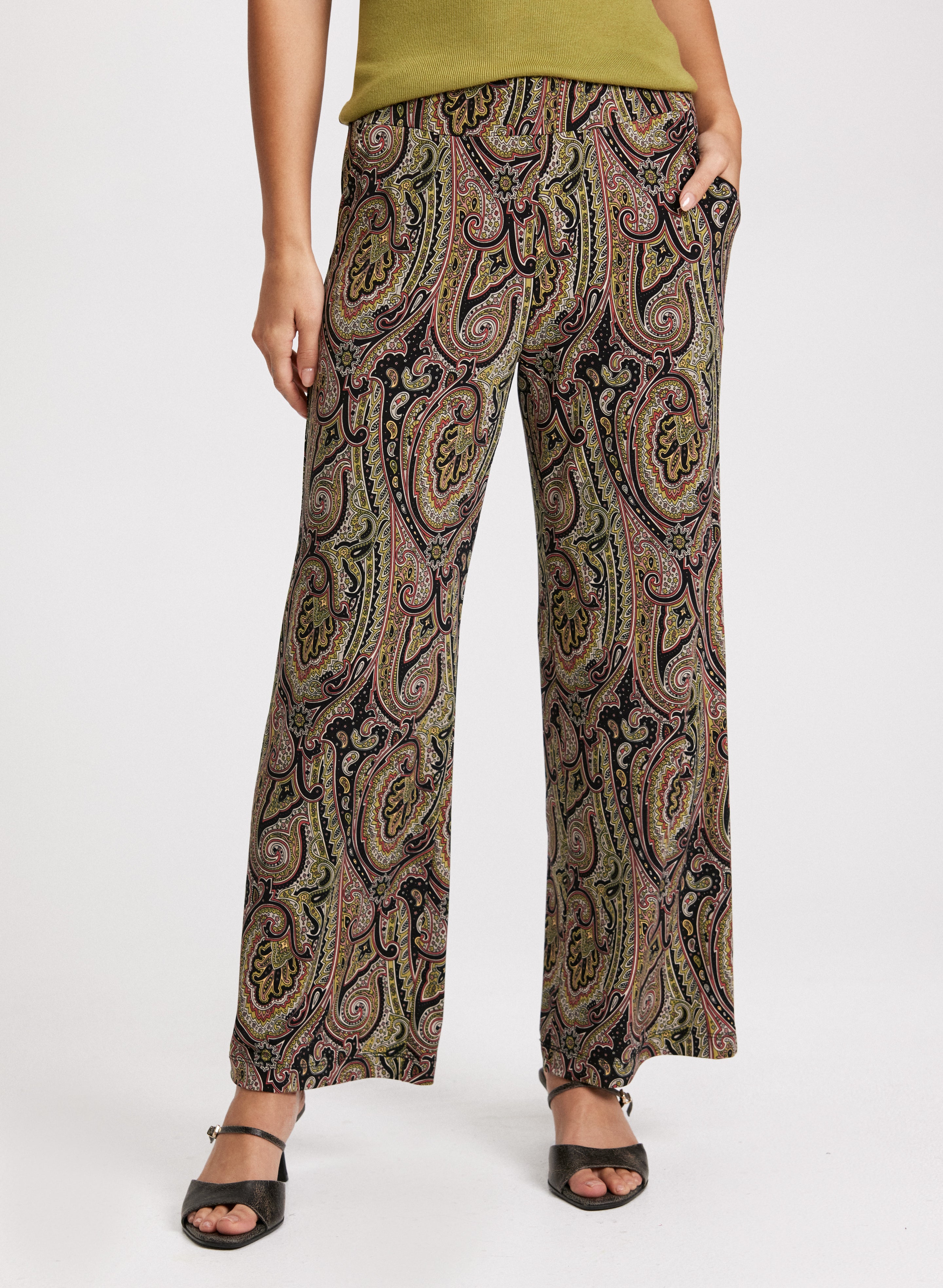 Olivia Paisley Print Wide-Leg Pants