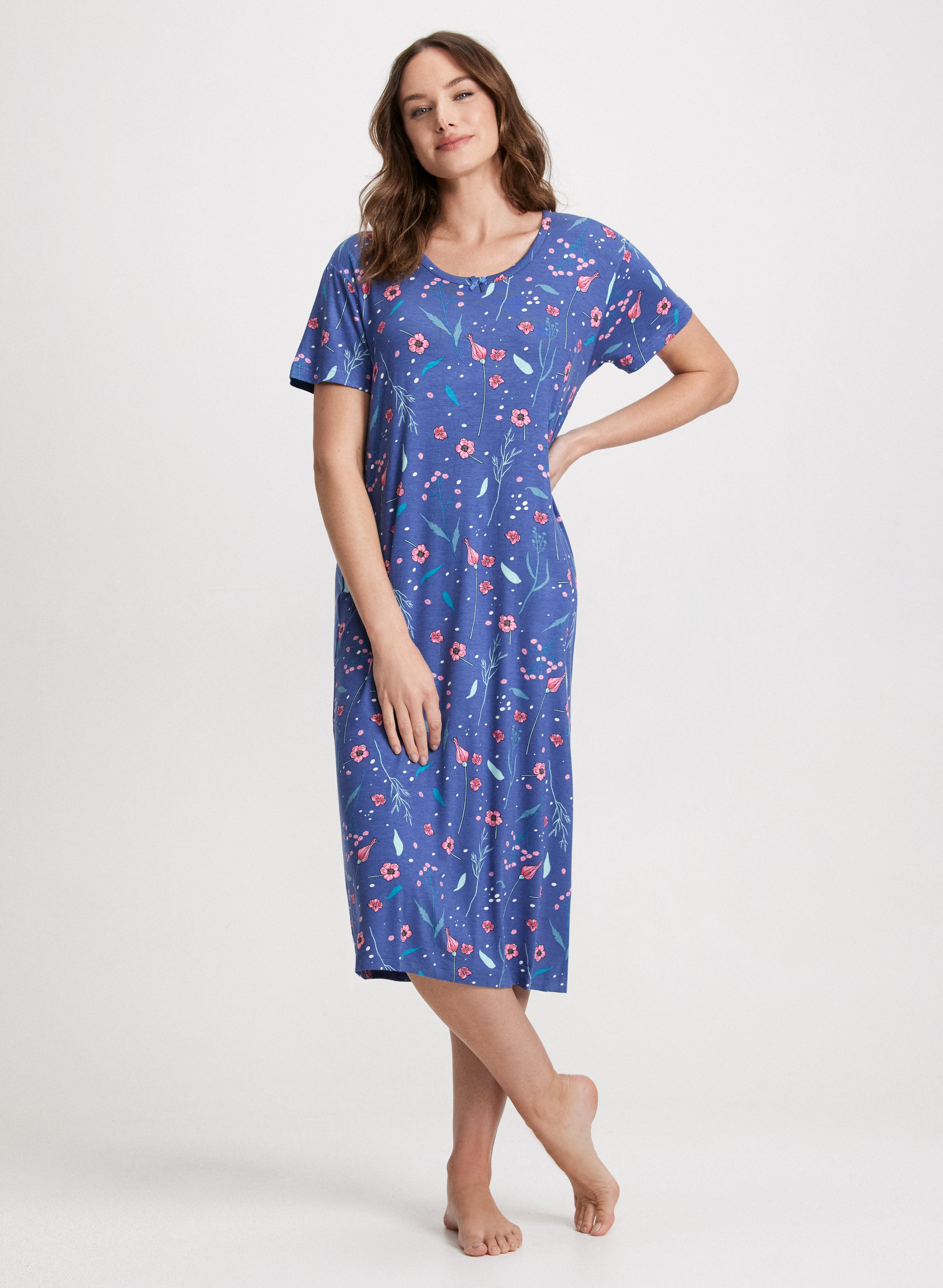 Short Sleeve Printed Nightgown