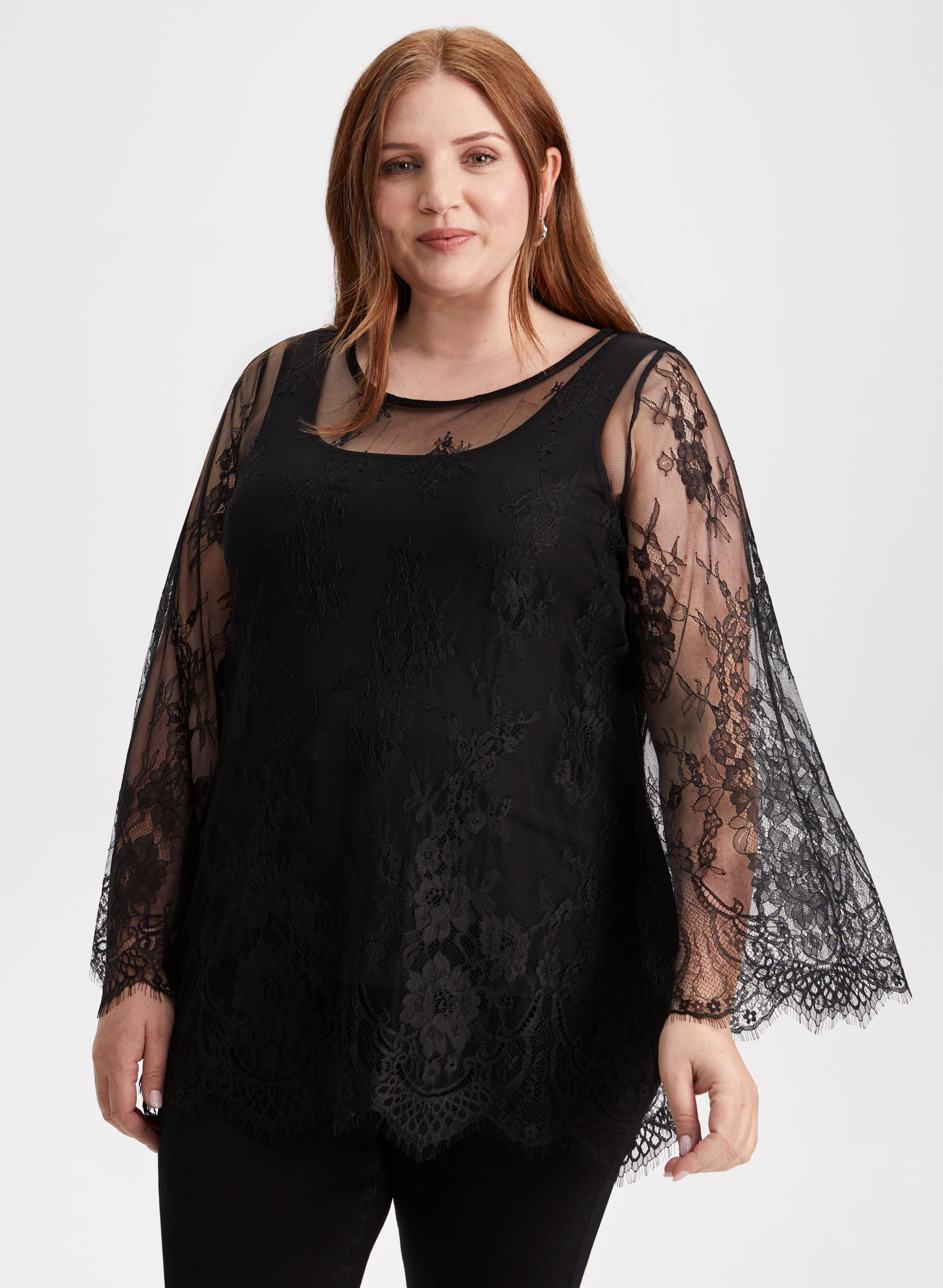 Eyelash Lace Popover Top