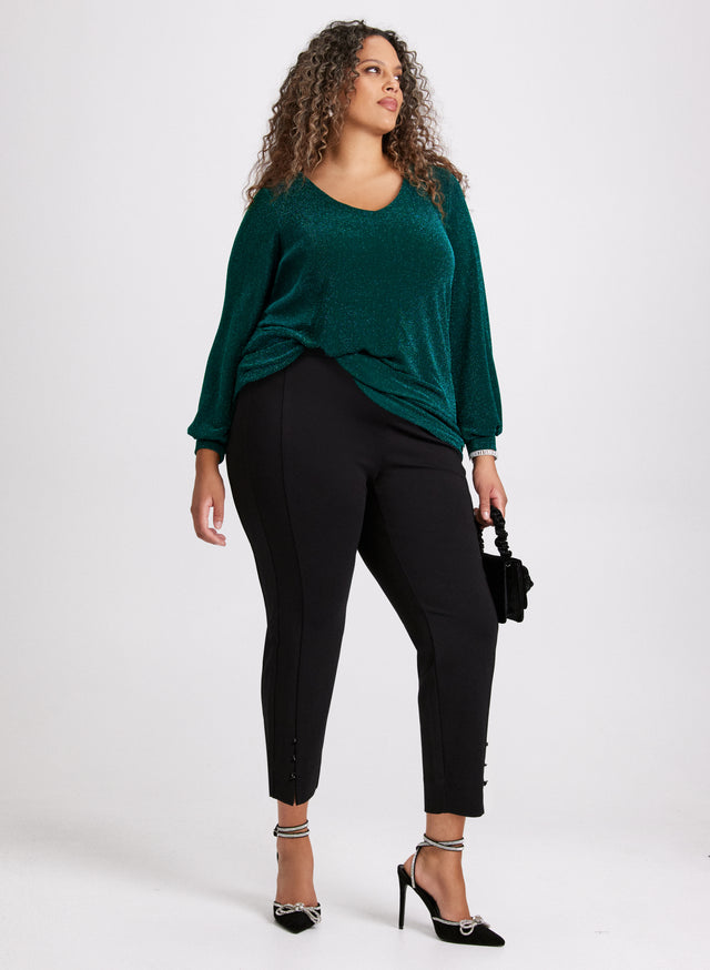 Metallic Long Sleeve Crew Top