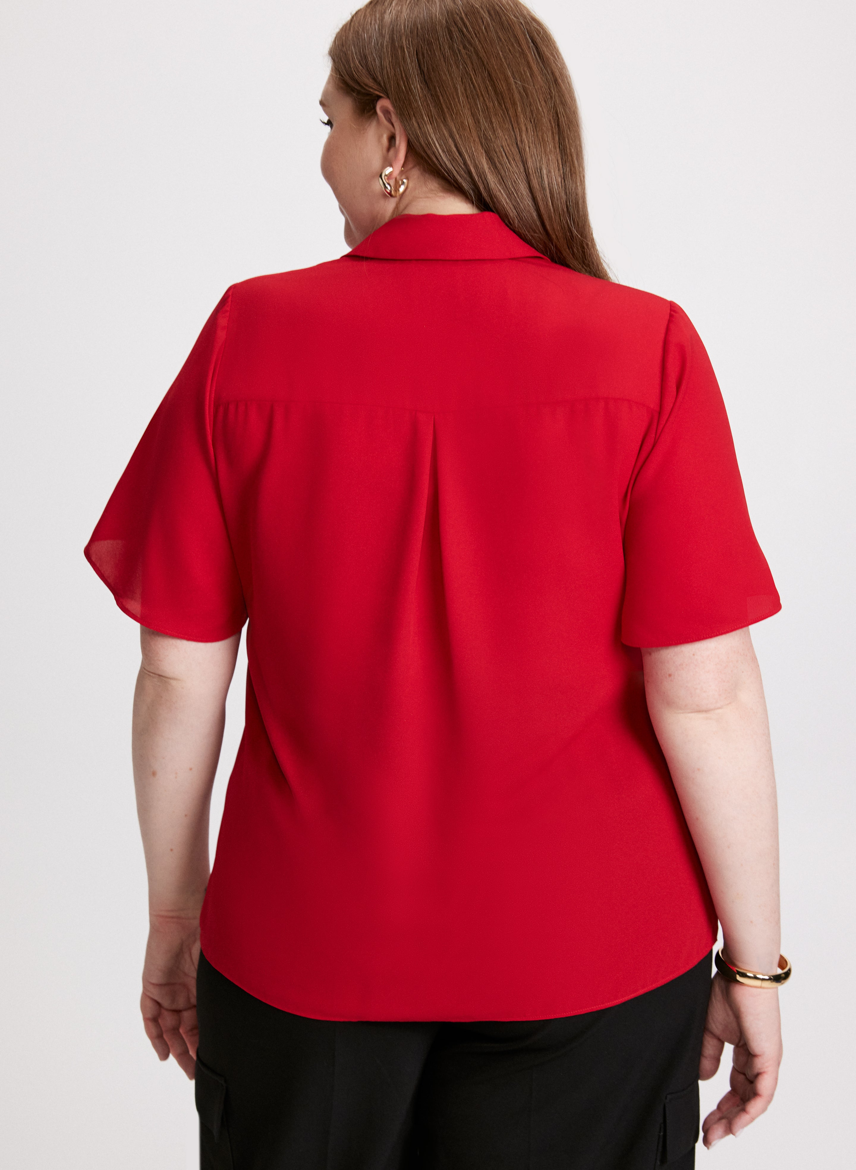 Ruffled Short Sleeved Letter Print Blouses