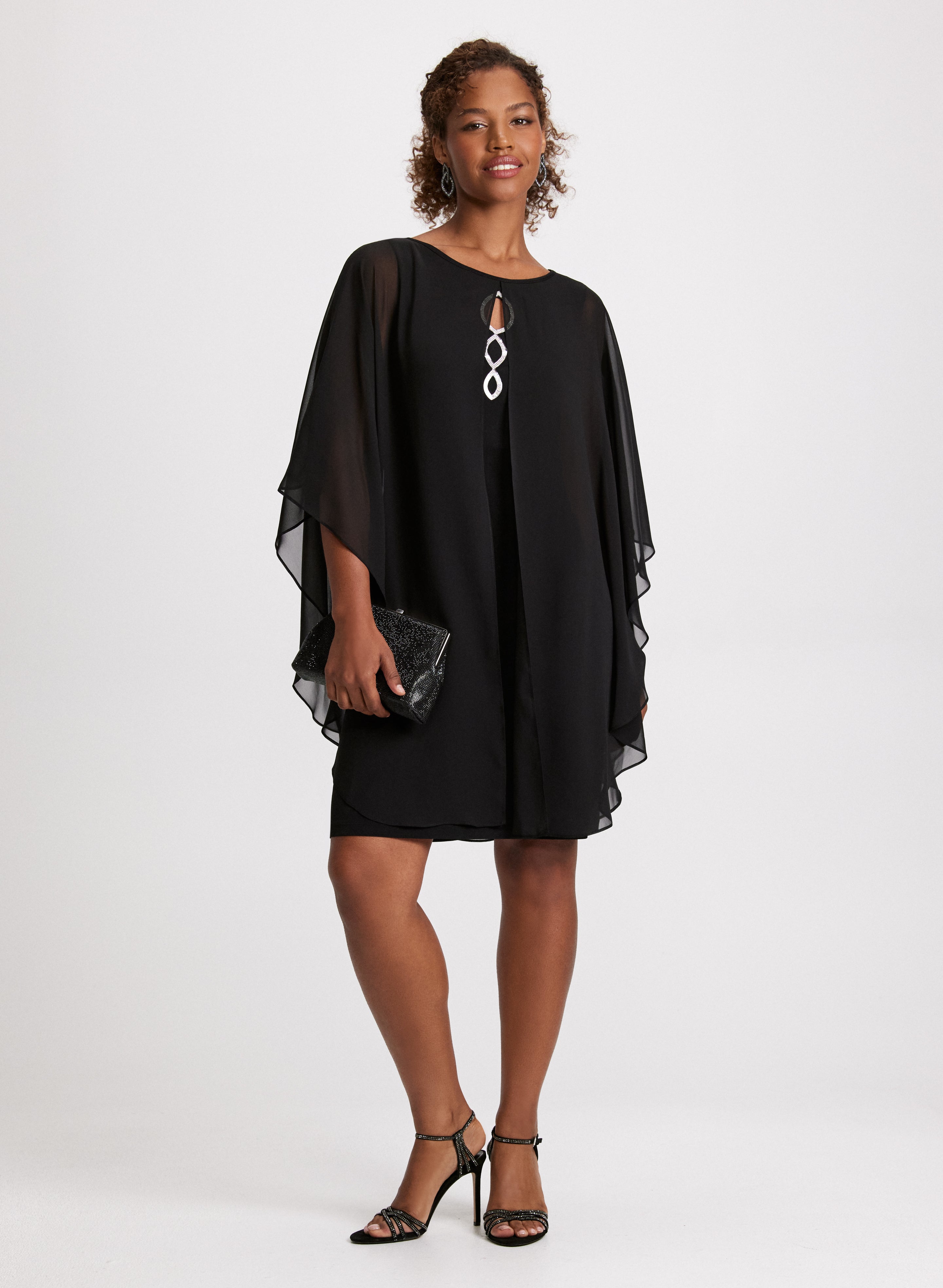 Poncho Effect Chiffon Dress Poncho Effect Chiffon Dress