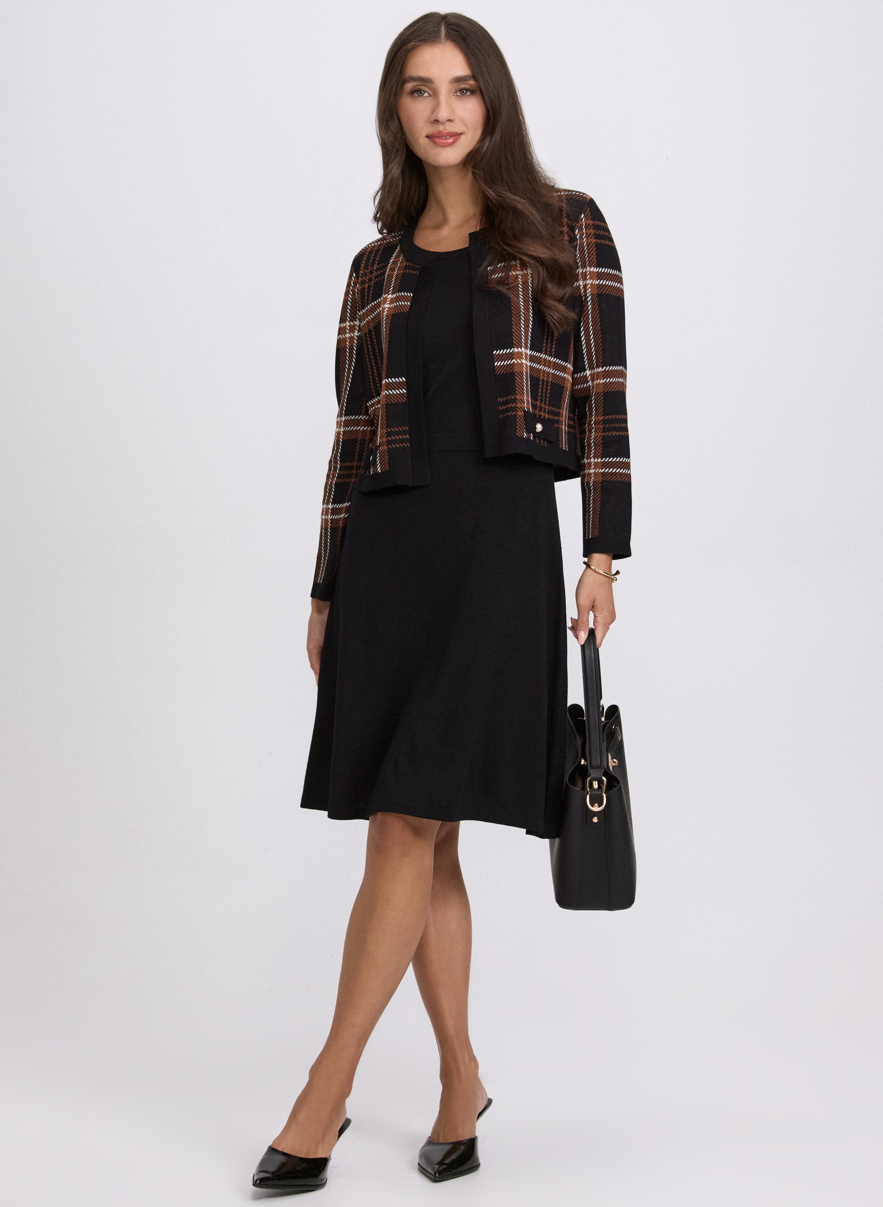 Coutume Plaid Flare Dress Shop Plaid Fit & Flare Dress with Crew