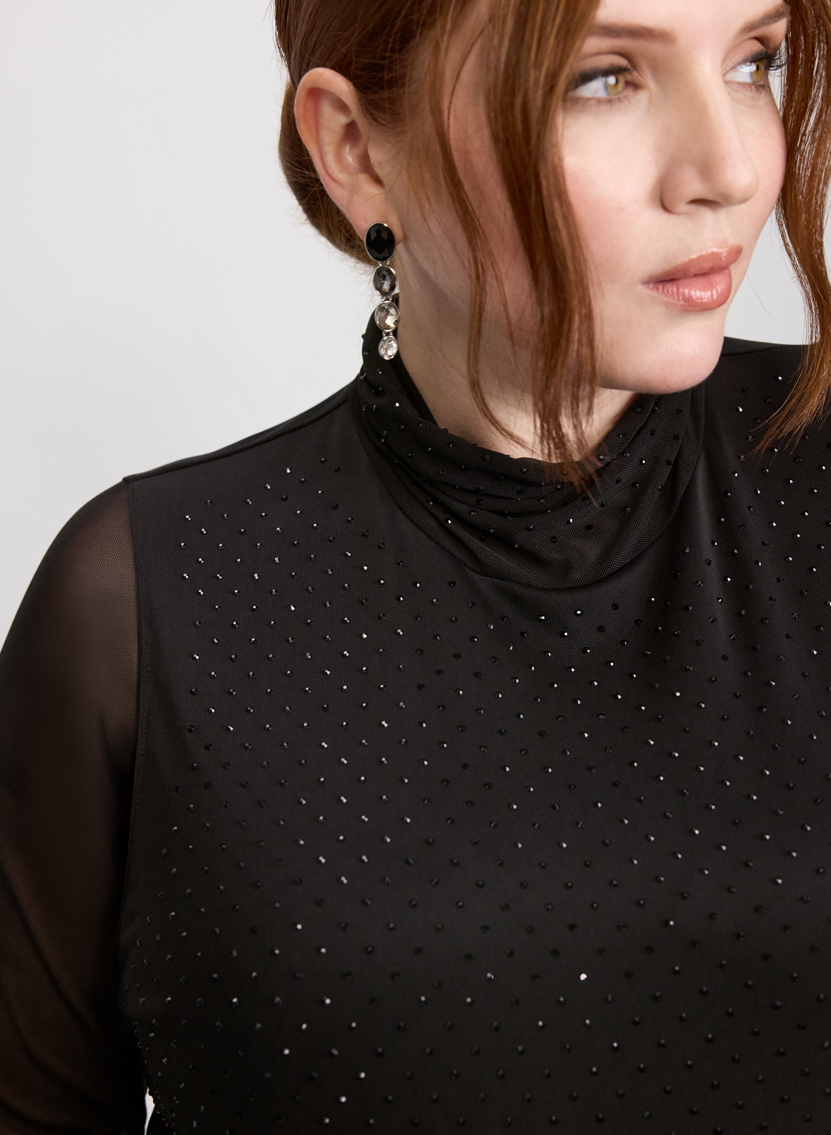 Mesh Tonal Embellished Top
