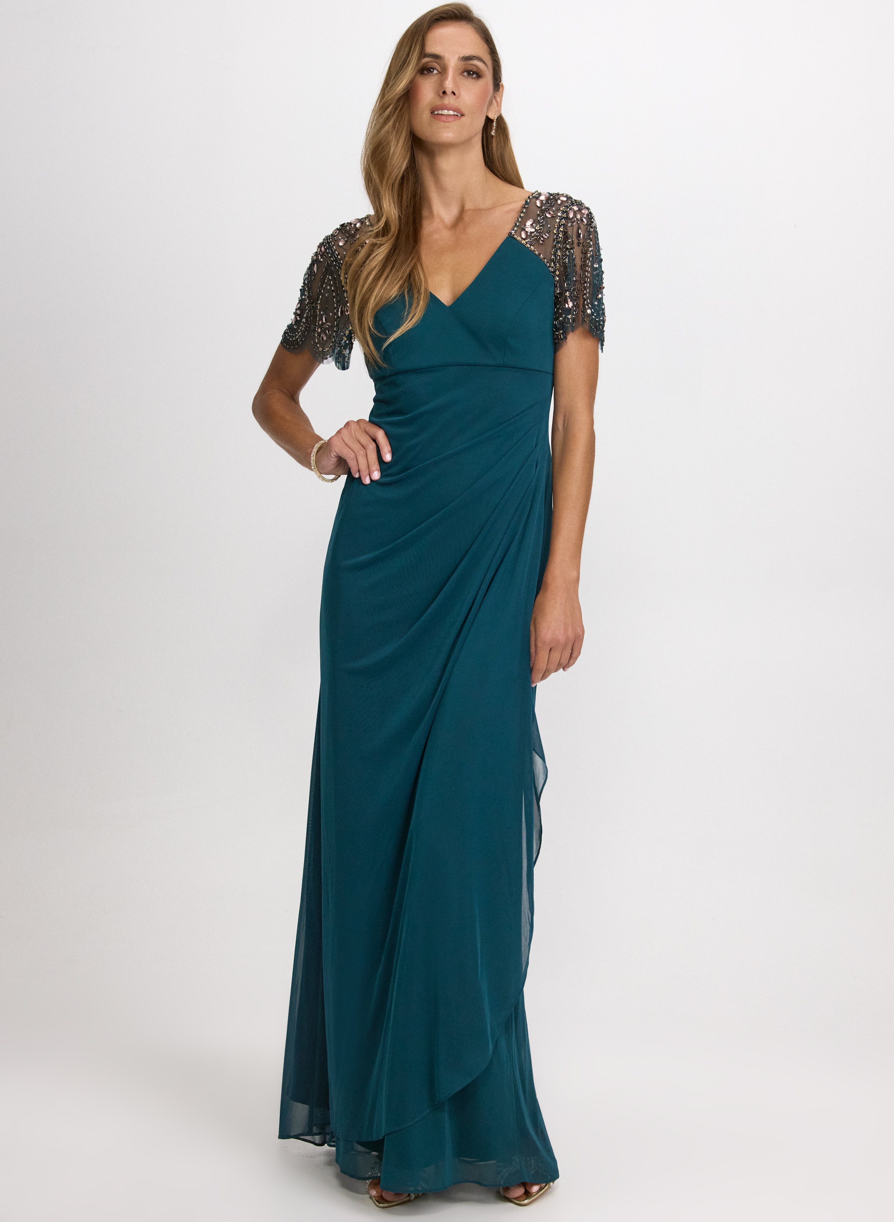 Embellished Mesh Sleeve Dress Embellished Mesh Sleeve Dress