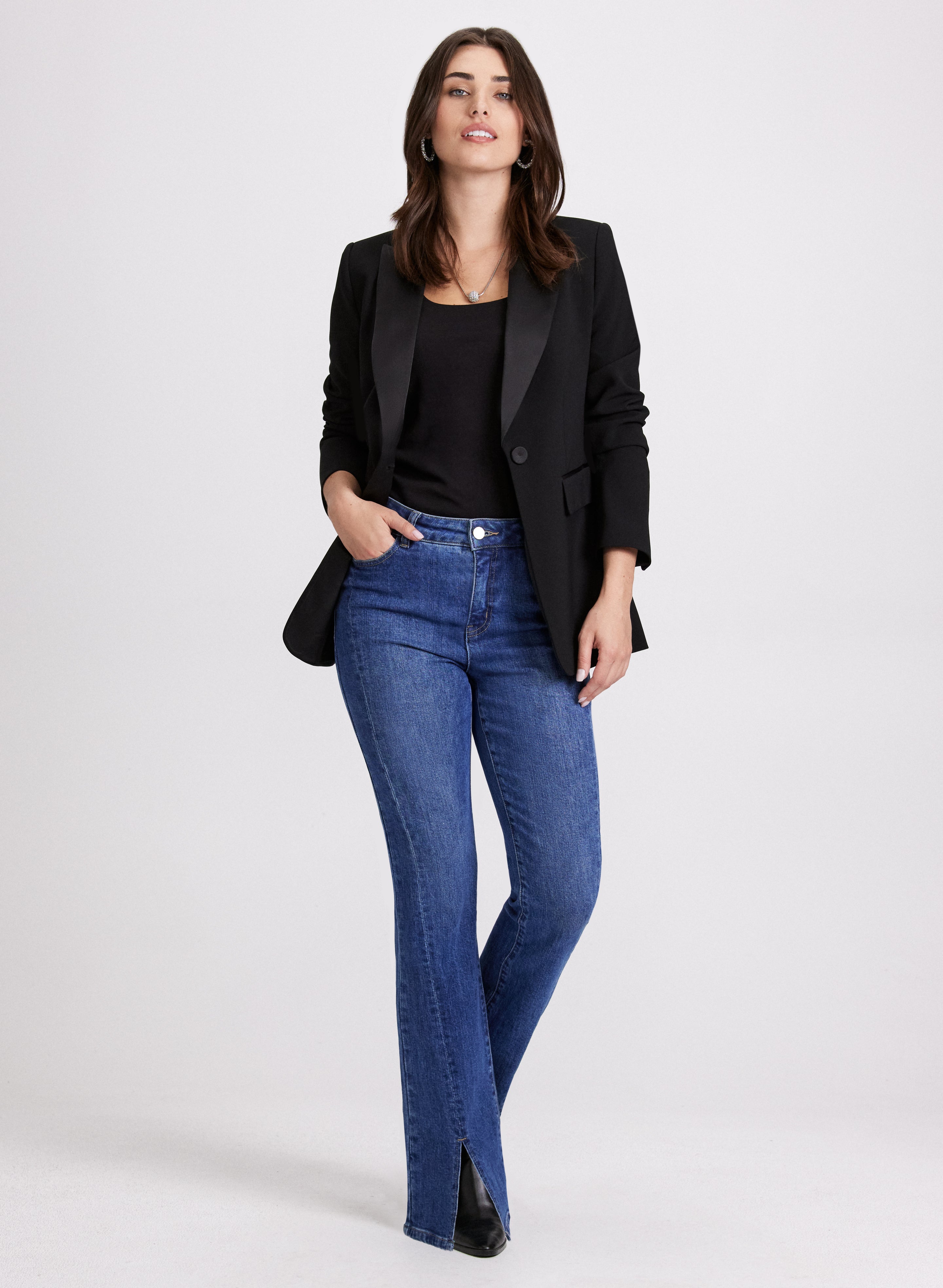 Tuxedo jacket and jeans fashion