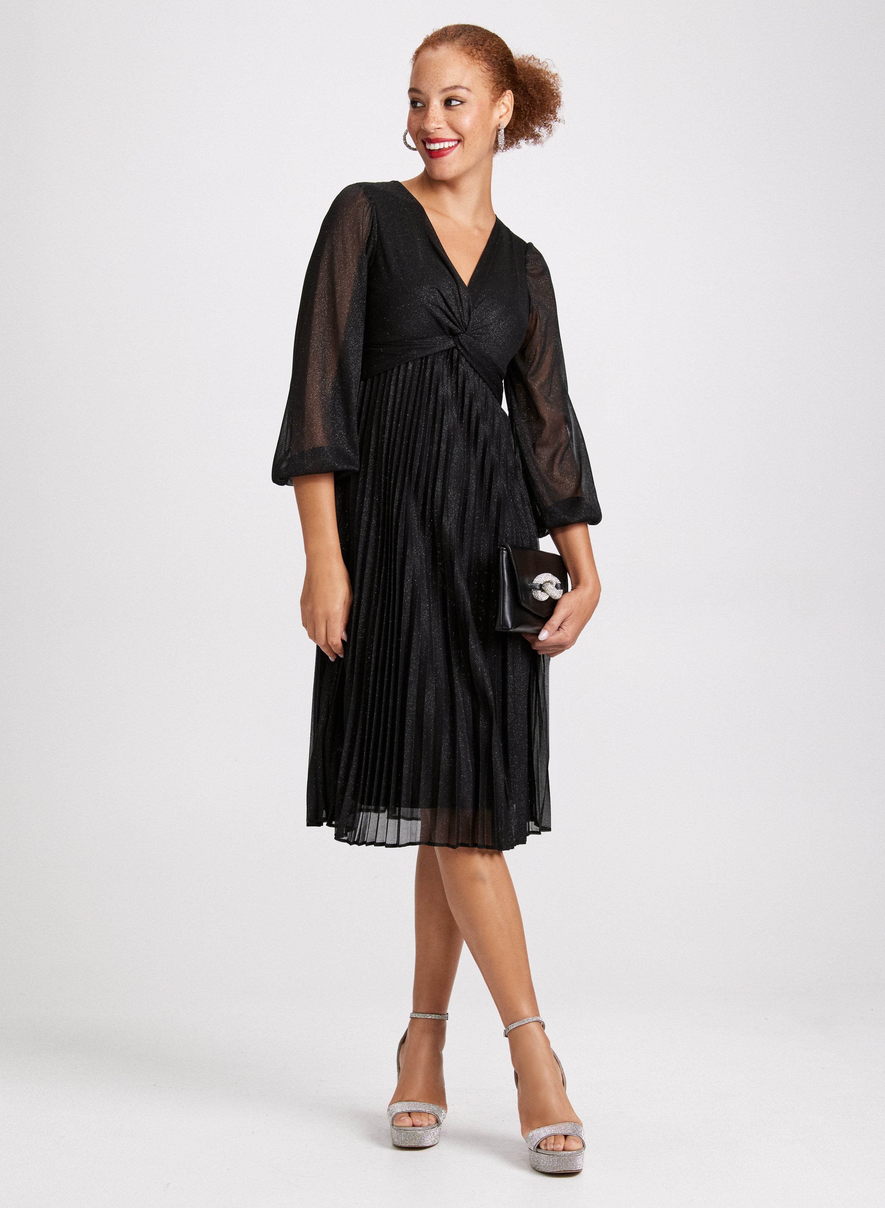 Pleated Chiffon Dress